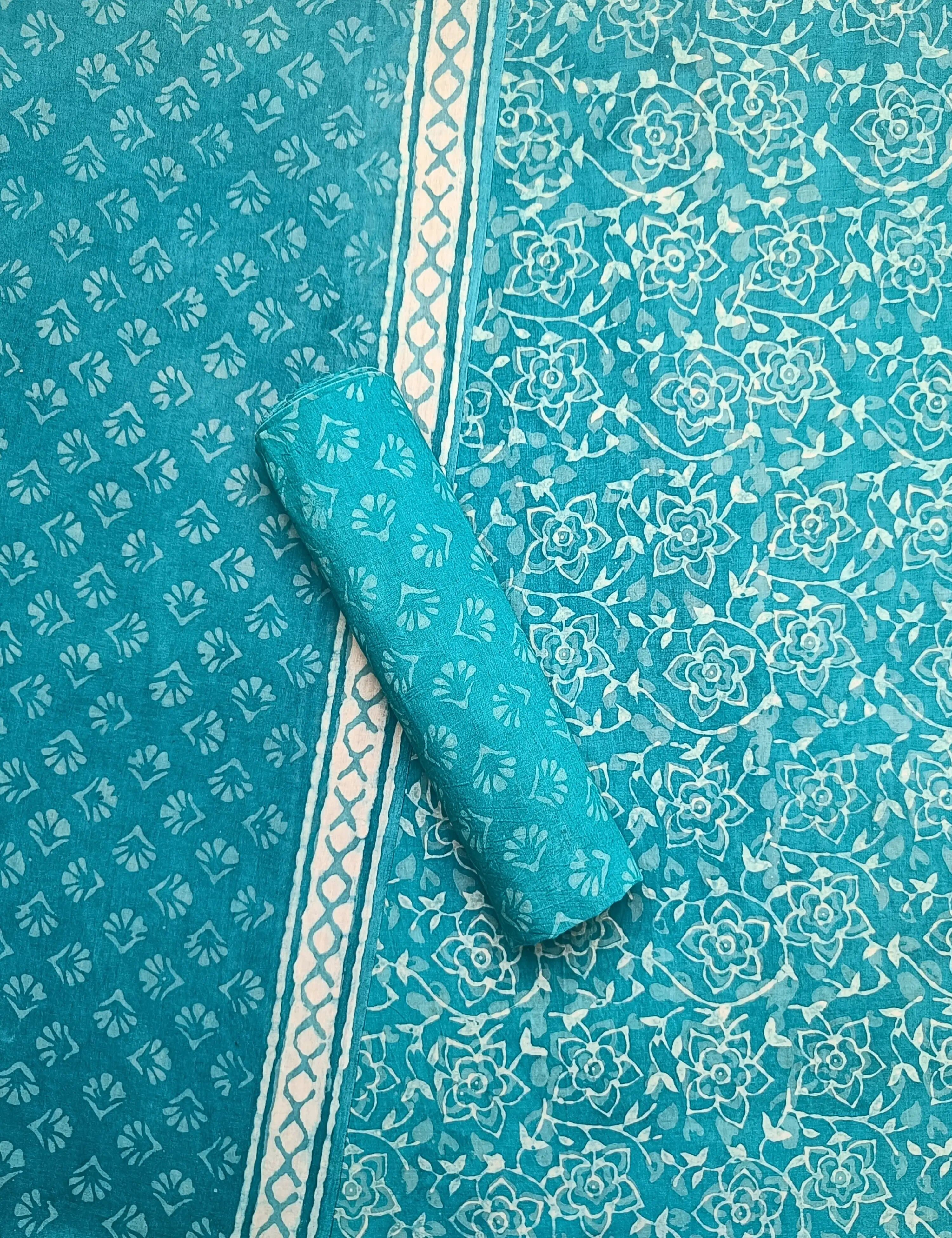 Panak Green Bagru Dress Material