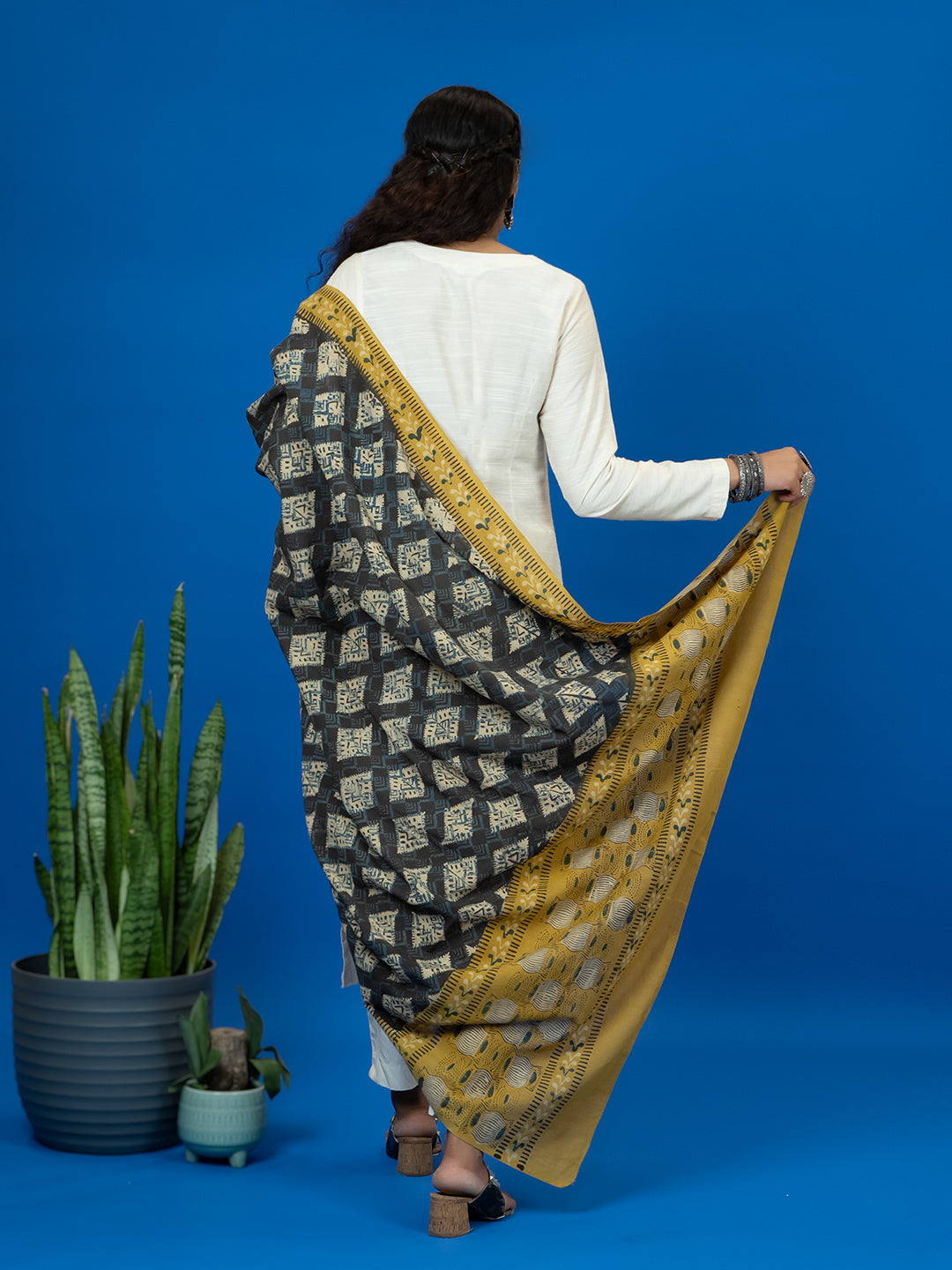 Kapas Brown Ajrakh Dupatta