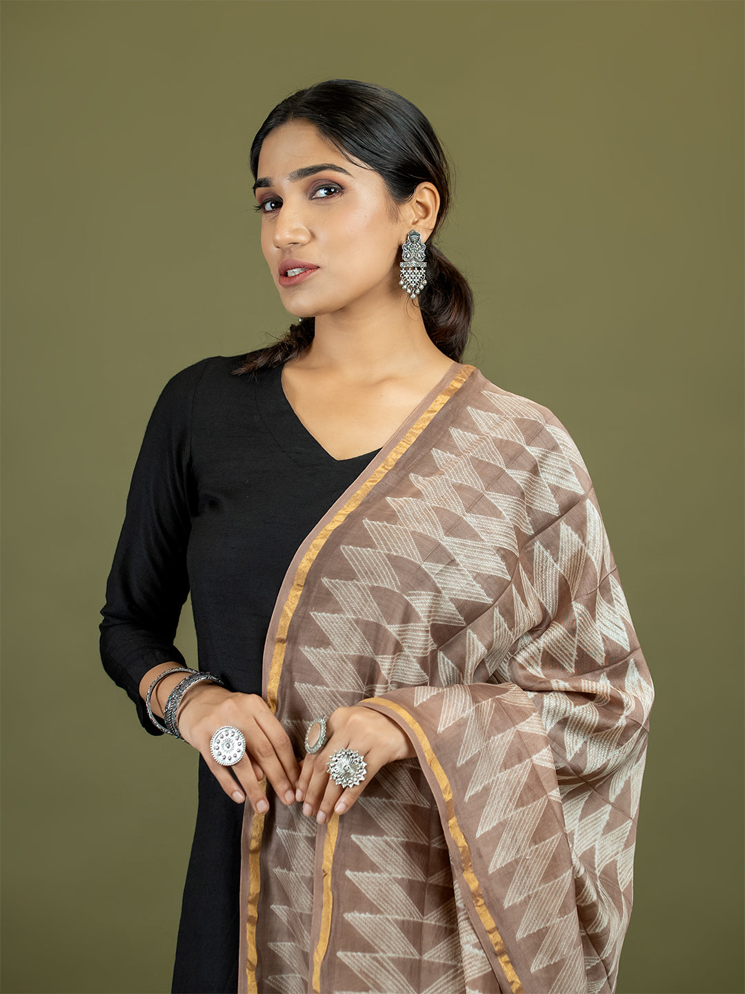 Rangrez Brown Shibori Dupatta