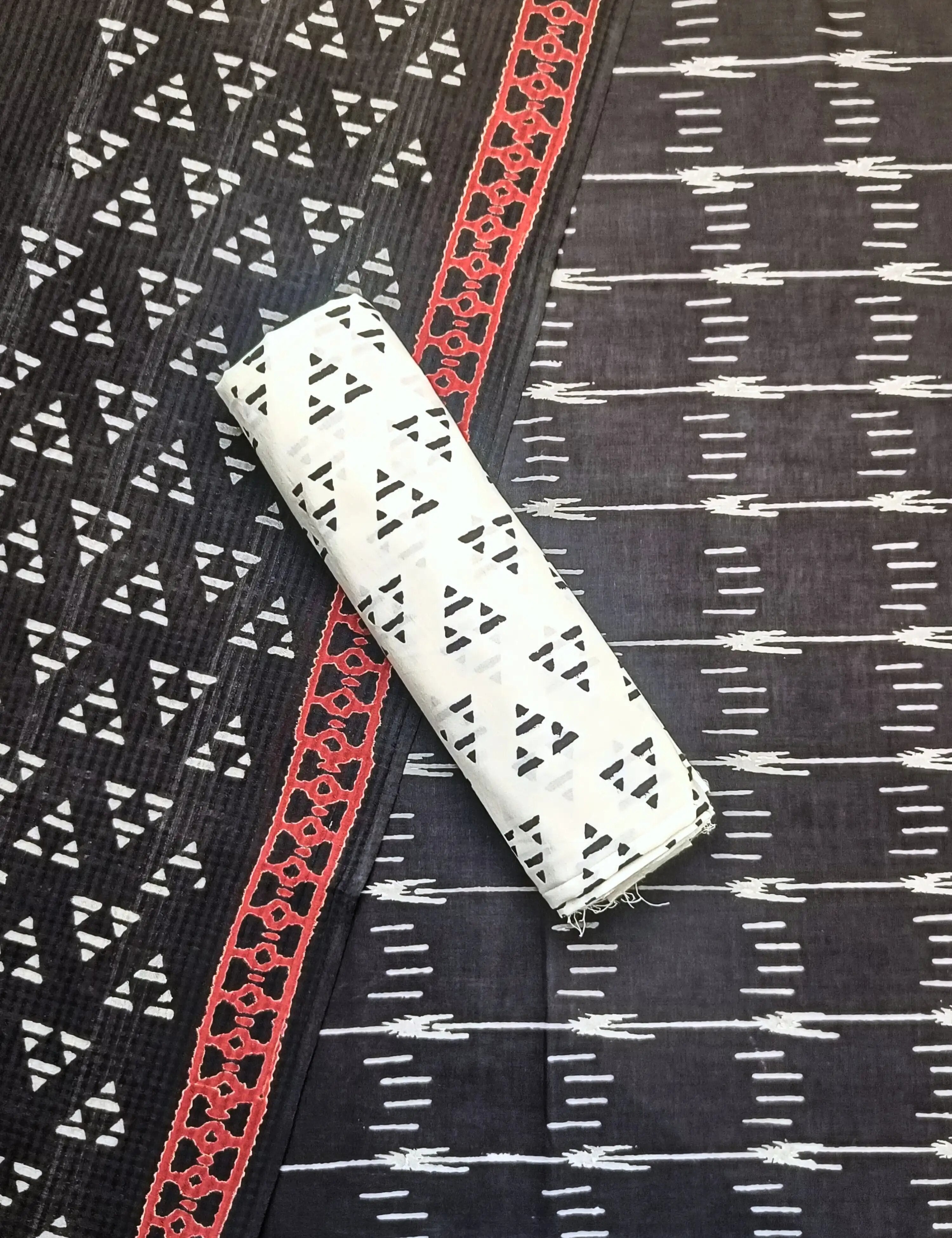 Panak Black Bagru Dress Material