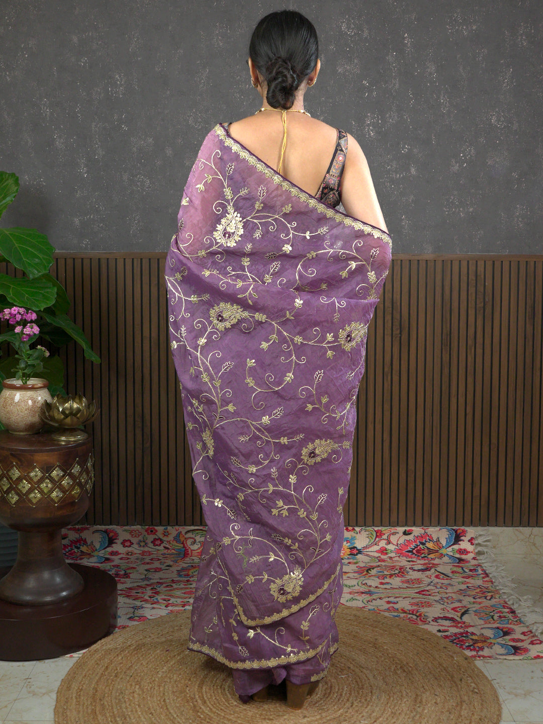 Gota Lavender Embroidered Saree
