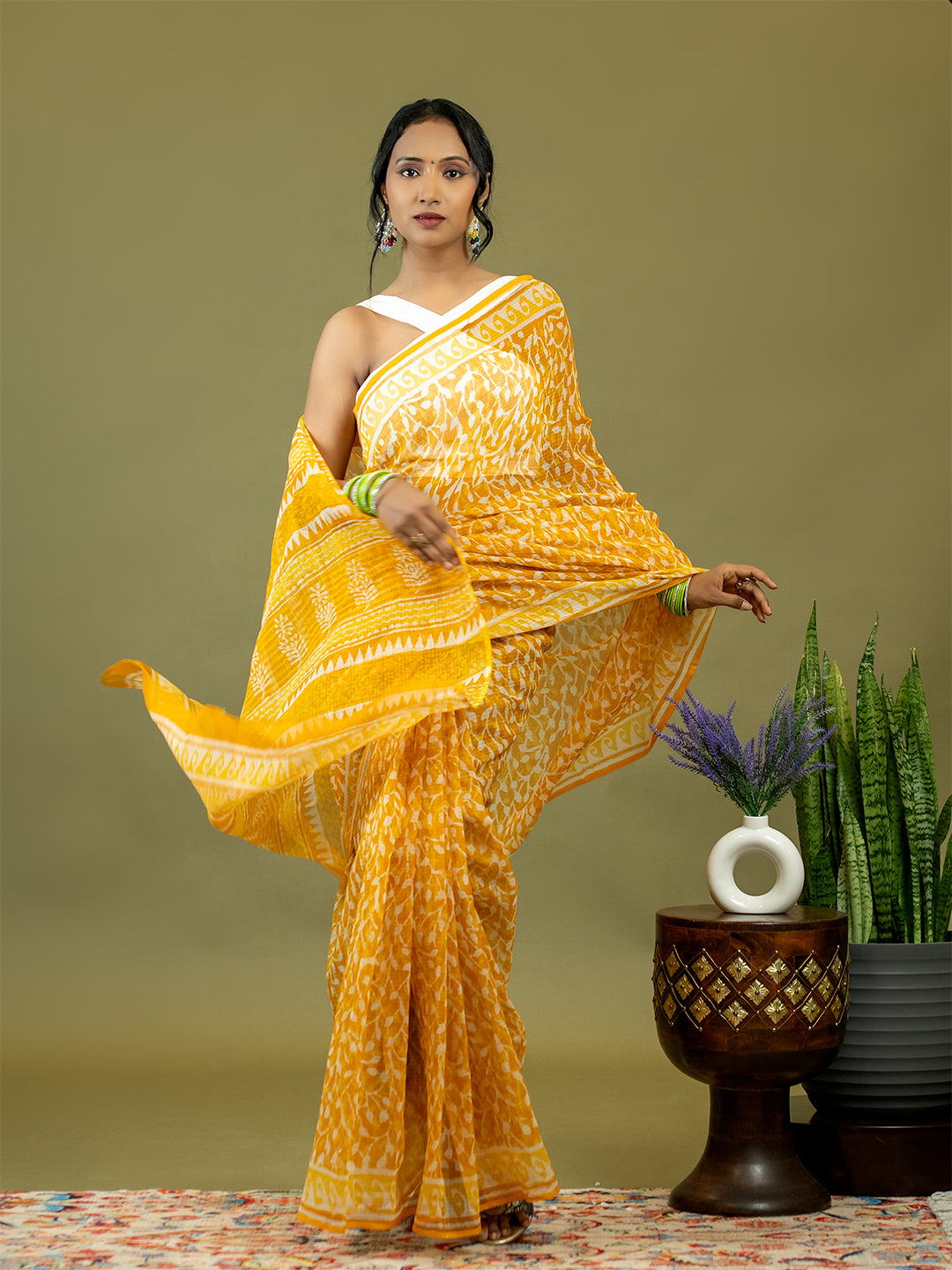 Vistaar Mustard Dabu Saree