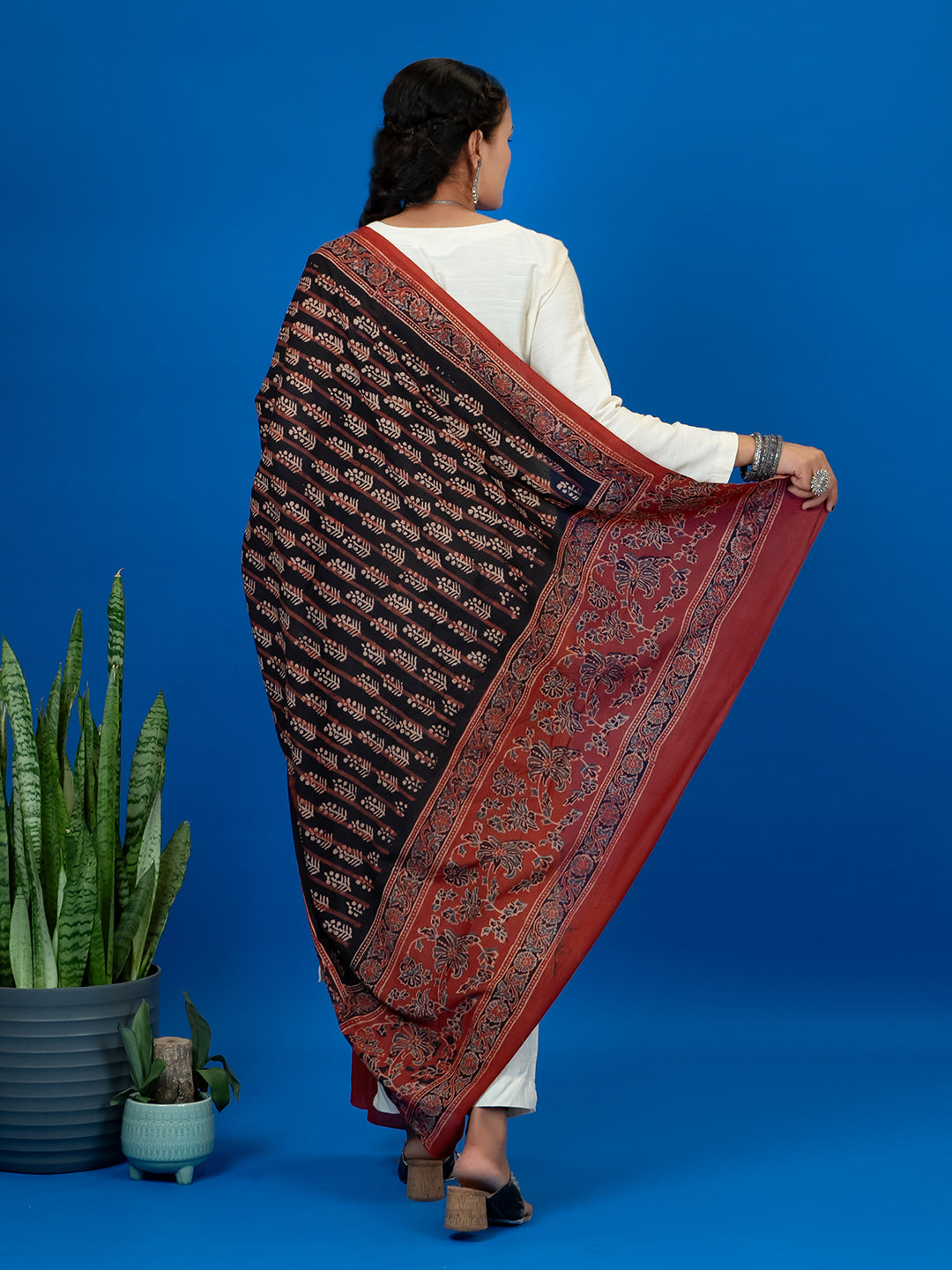 Kapas Black Ajrakh Dupatta