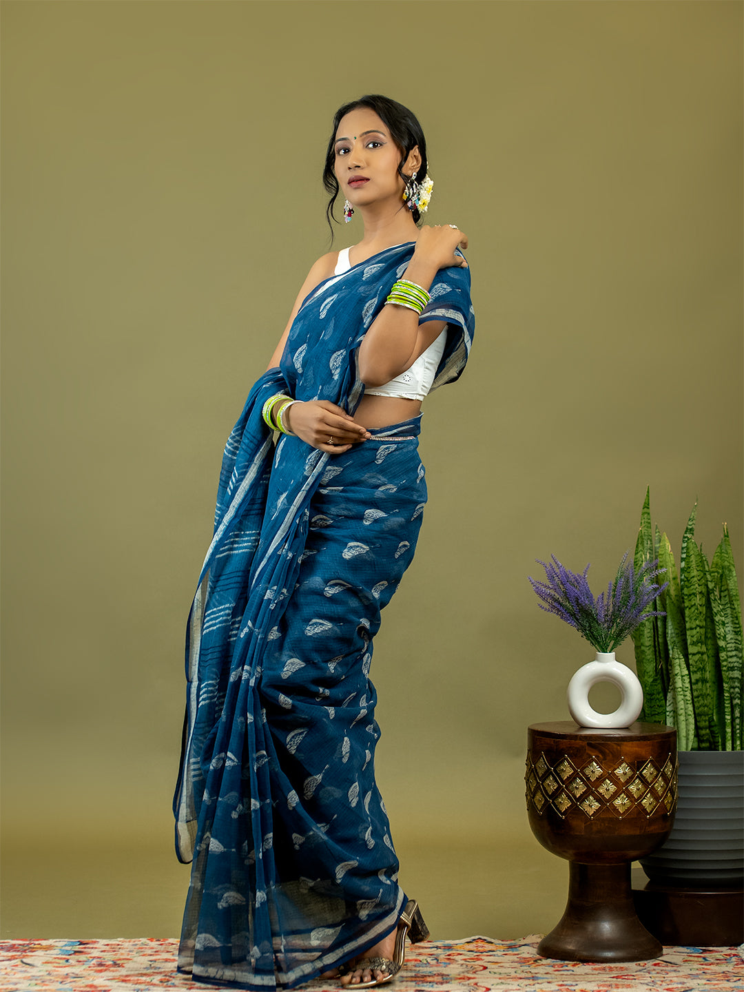 Gauraiya Indigo Dabu Saree