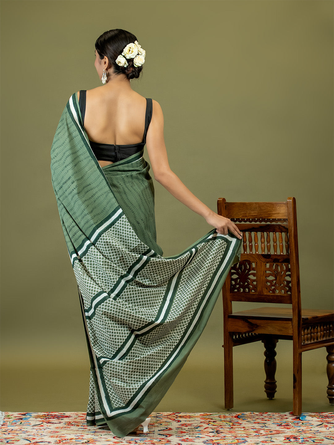 Nira Olive Dabu Saree