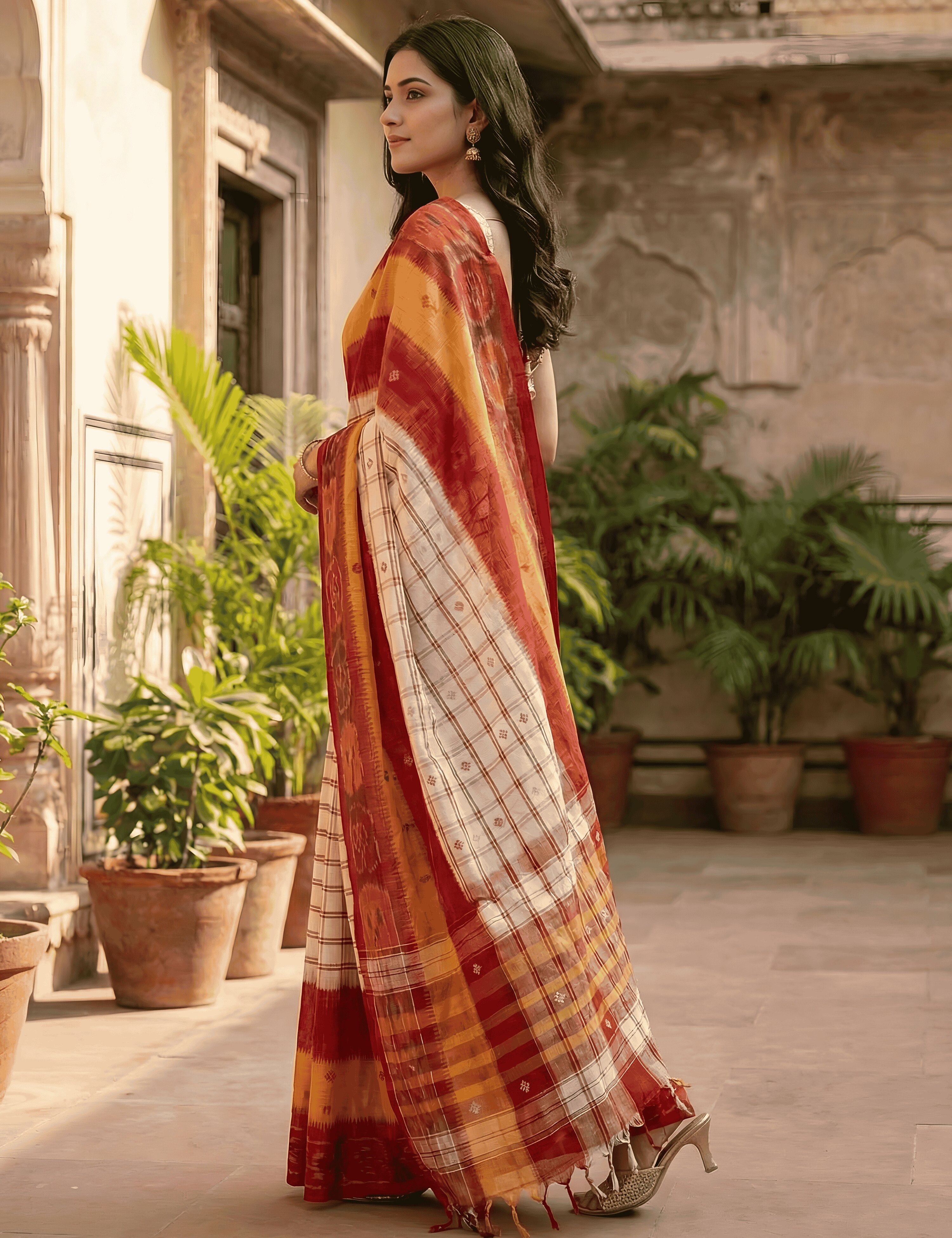 Durga White Dhaniakhali Saree