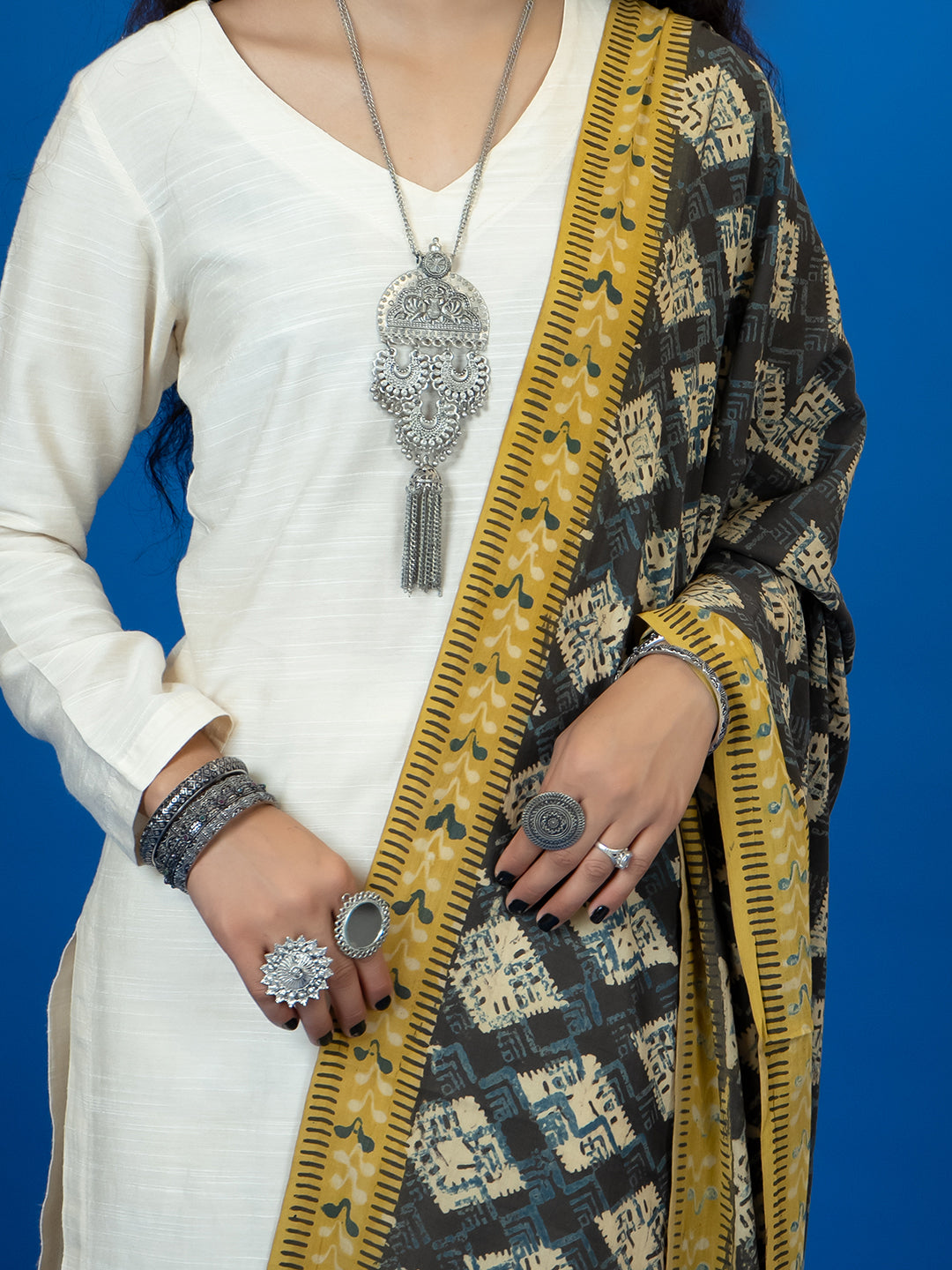 Kapas Brown Ajrakh Dupatta