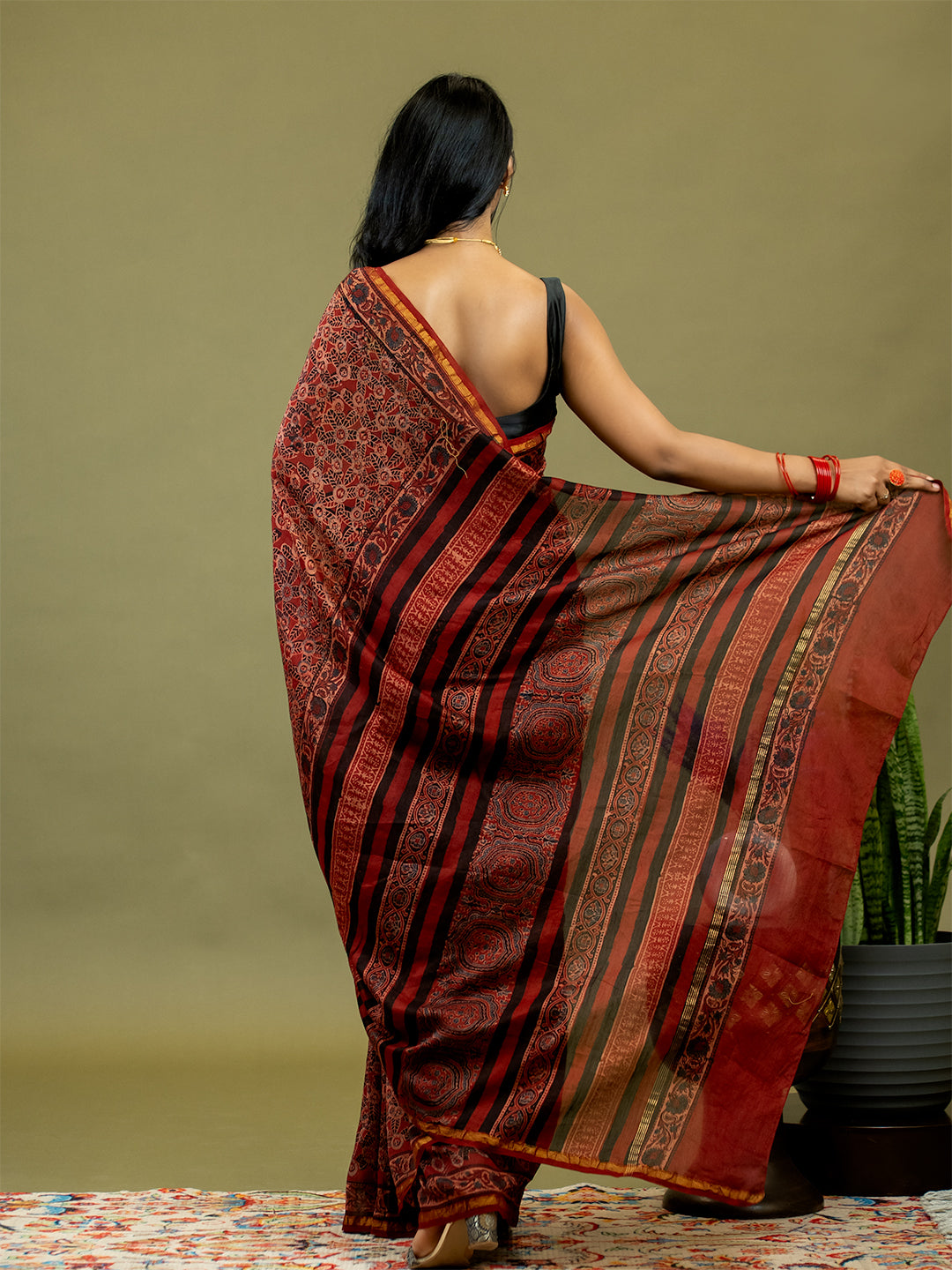 Raktika Red Ajrakh Saree