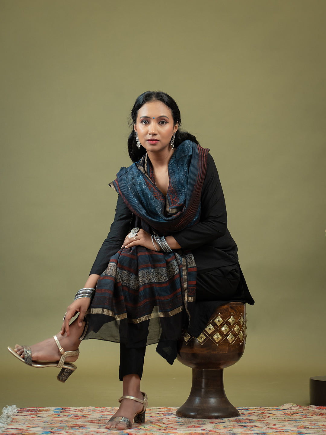 Sutra Indigo Ajrakh Dupatta