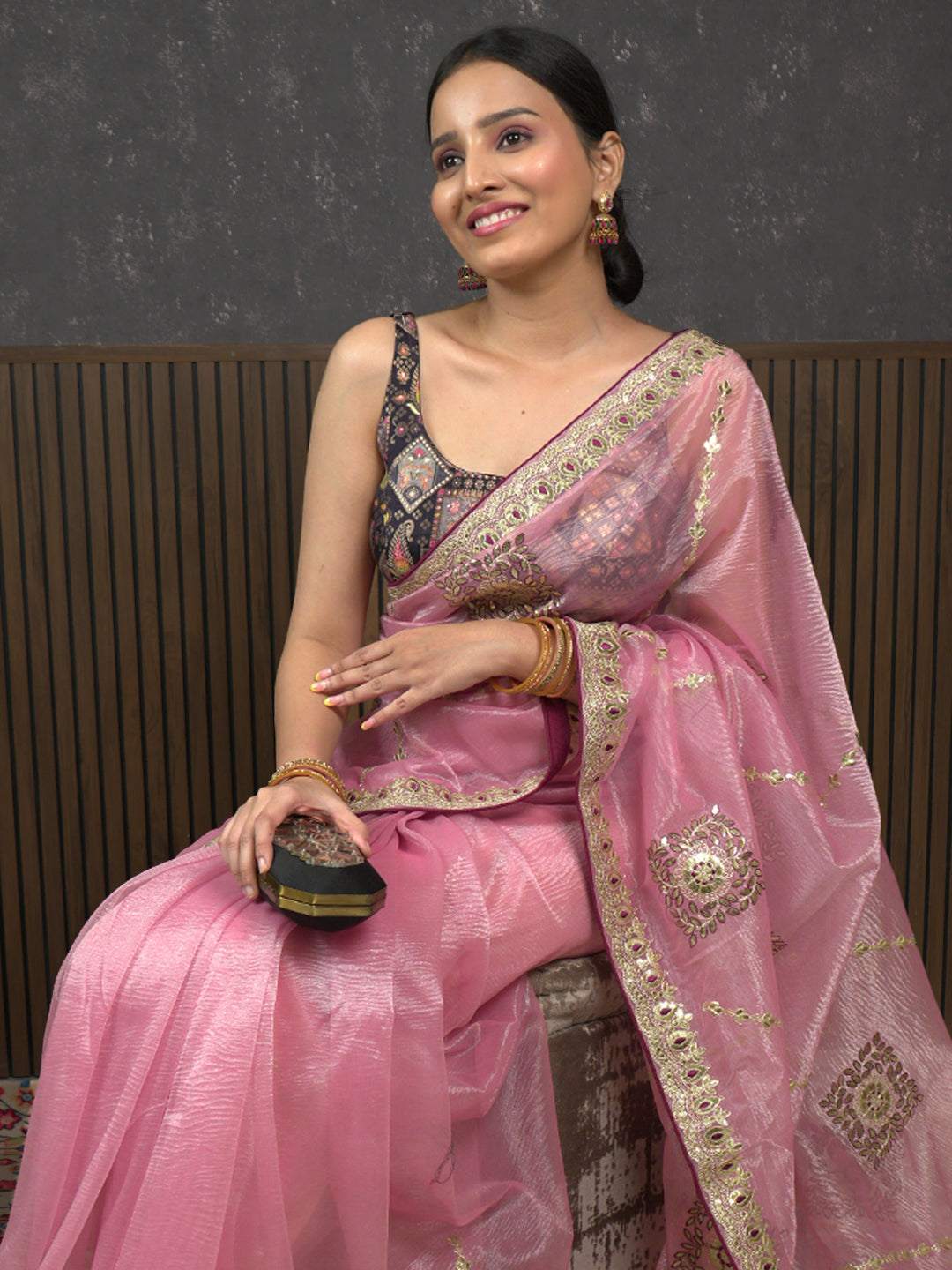 Gota Pink Embroidered Saree