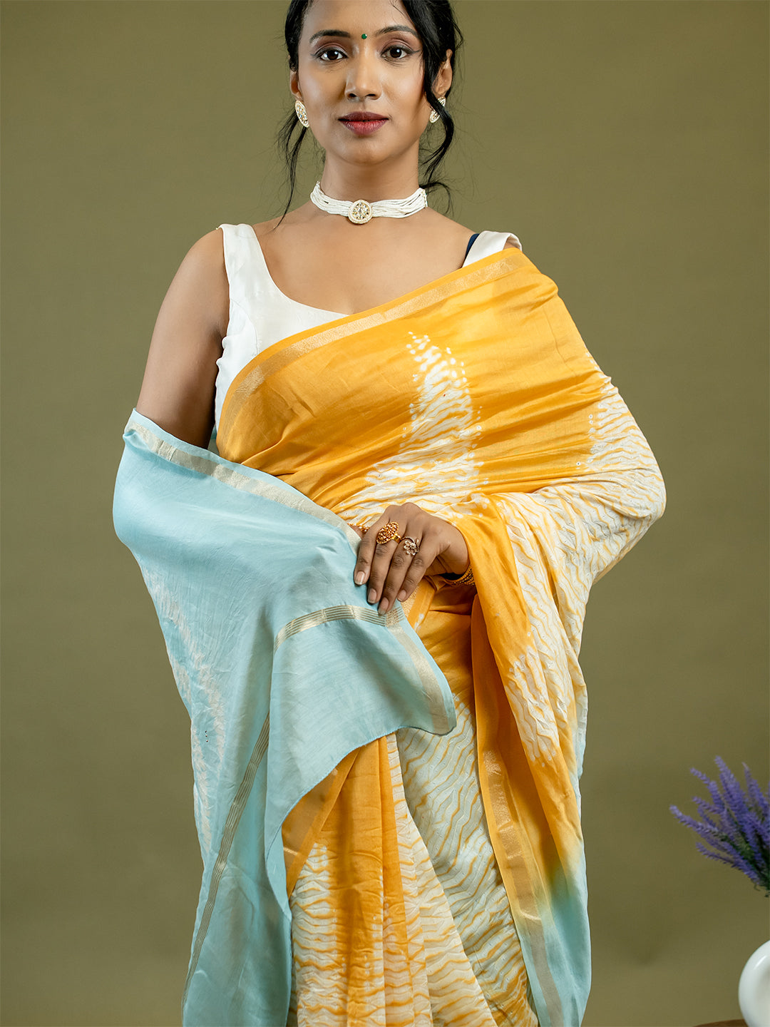 Tarang Sky Blue Shibori Saree