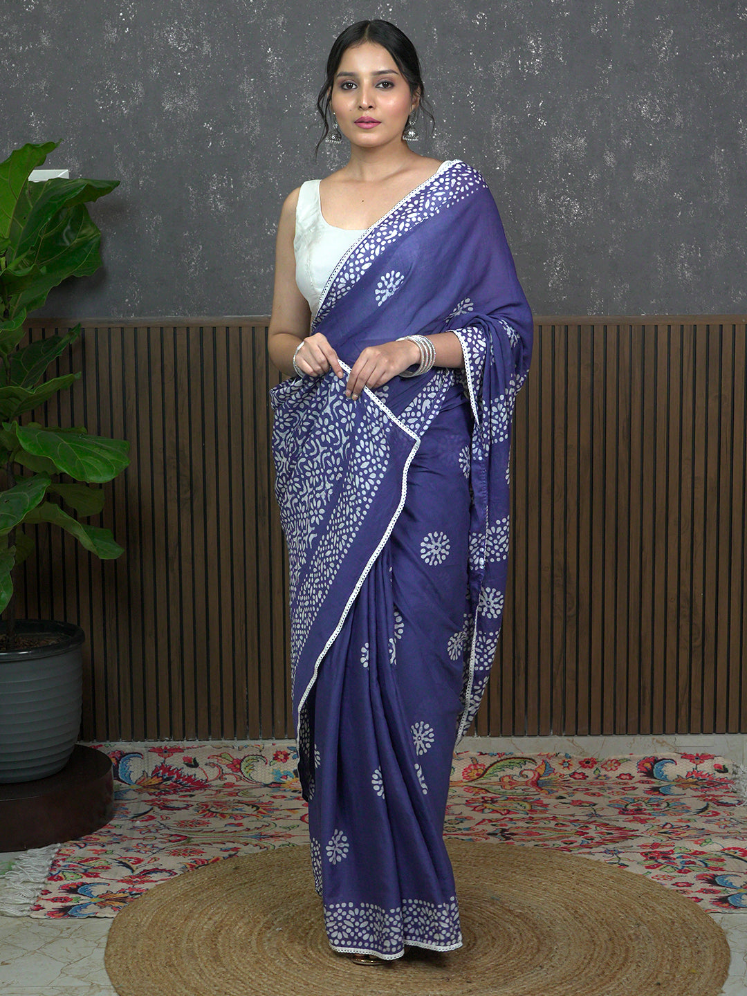Suti Mudra Indigo Batik Saree