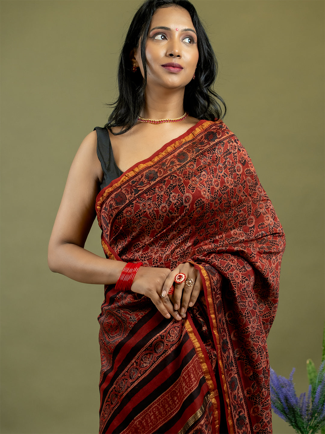 Raktika Red Ajrakh Saree
