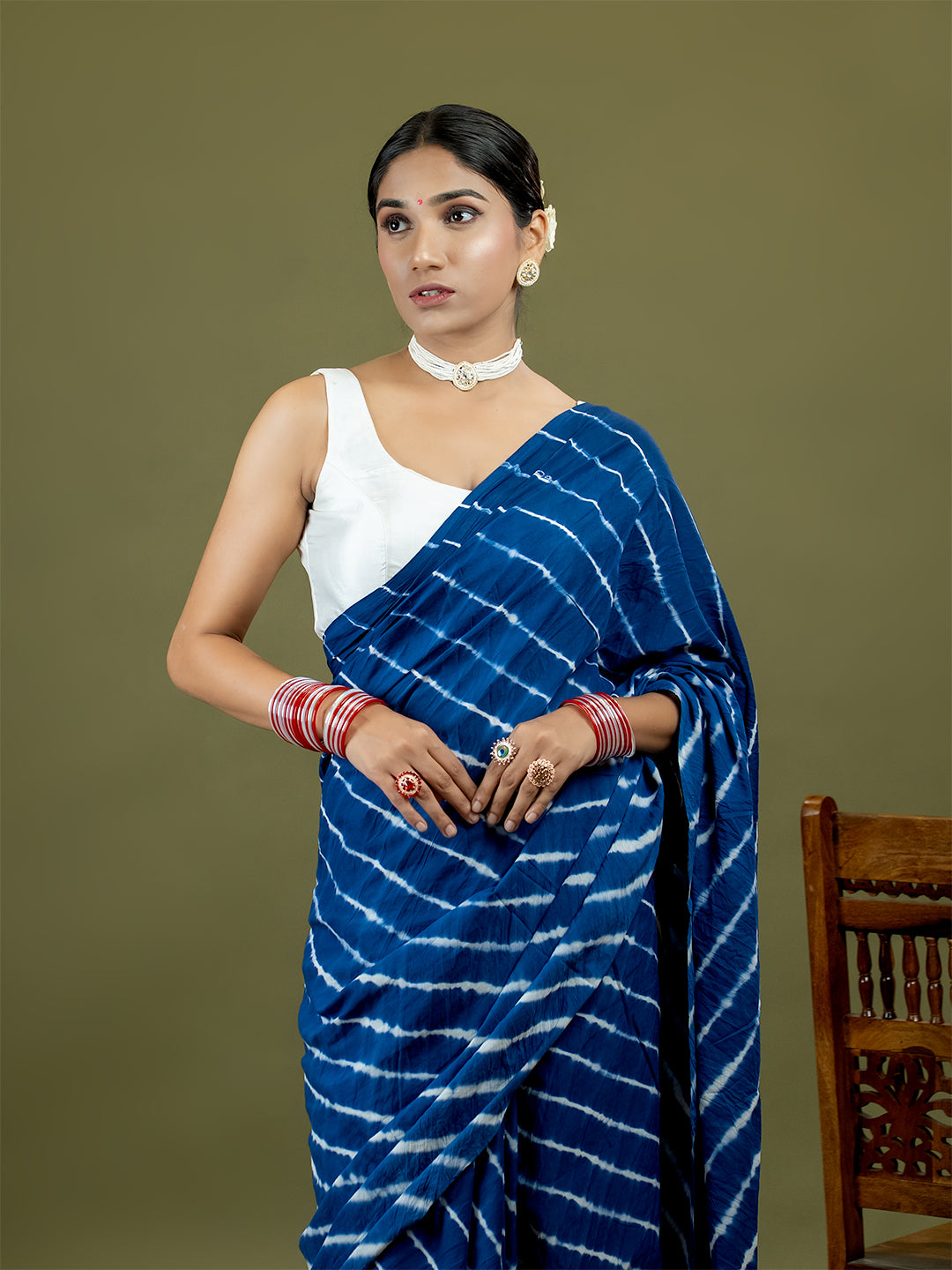Leher Indigo Shibori Saree