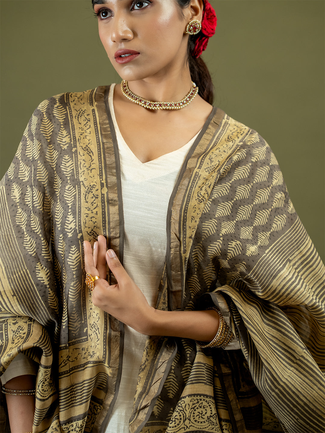 Sutra Brown Ajrakh Dupatta
