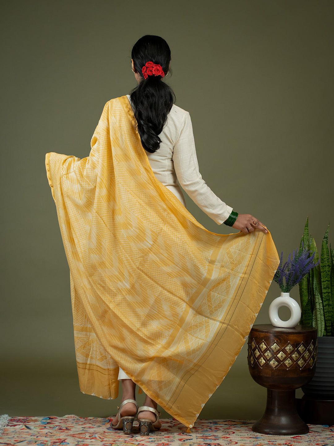 Rangrez Yellow Shibori Dupatta