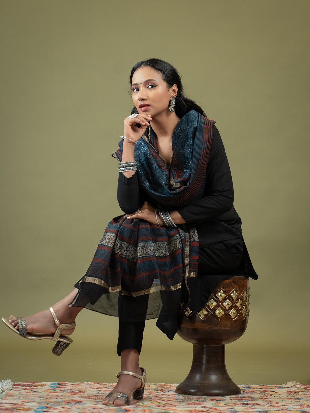 Sutra Indigo Ajrakh Dupatta