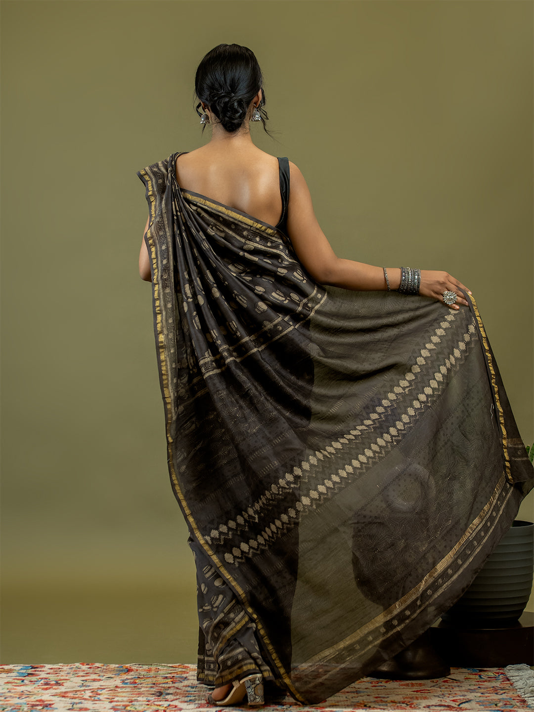 Avani Brown Ajrakh Saree