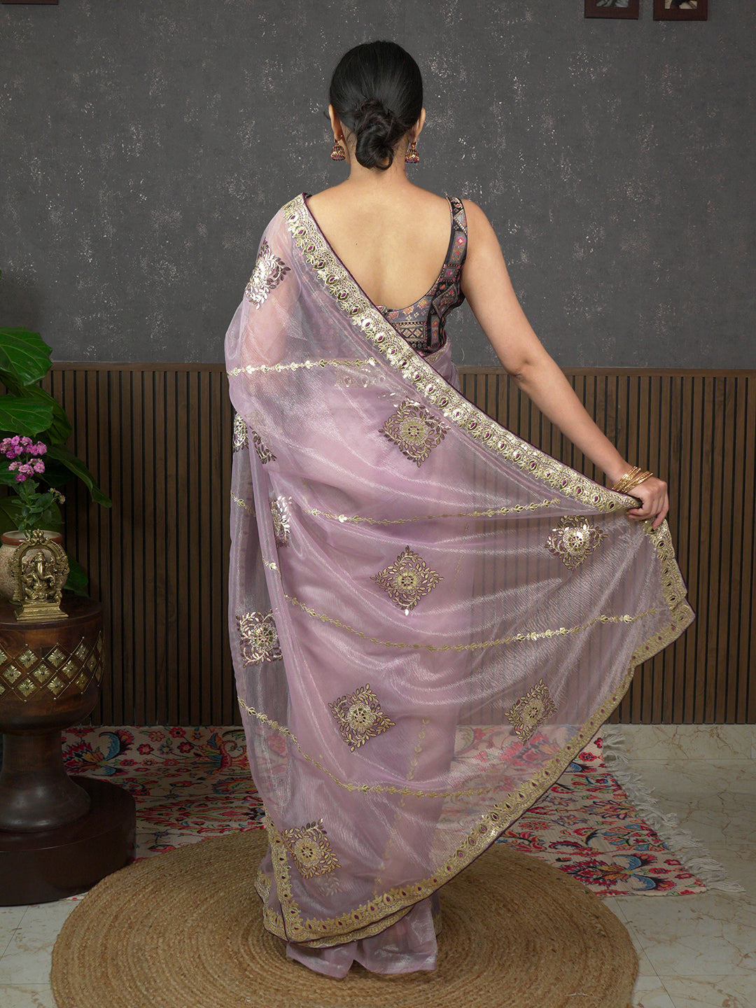 Gota Lavender Embroidered Saree