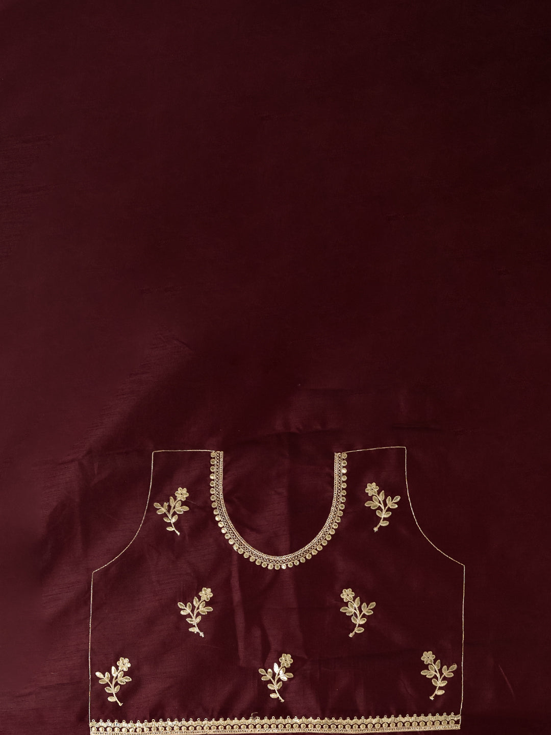 Gota Maroon Embroidered Saree