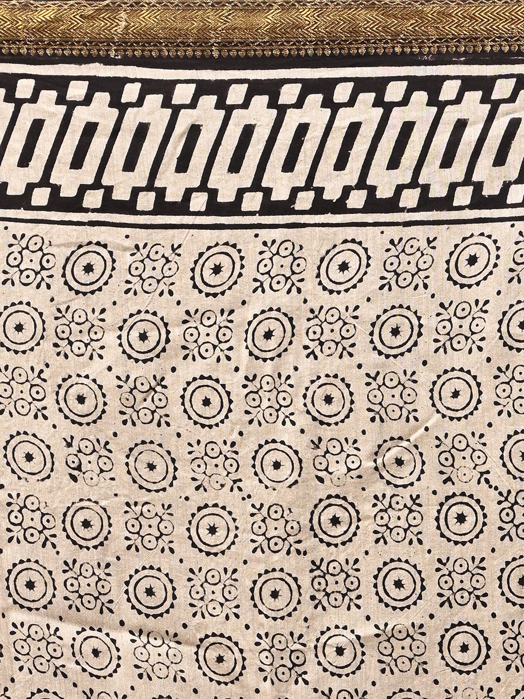 Pushpavali Black Block Print Saree