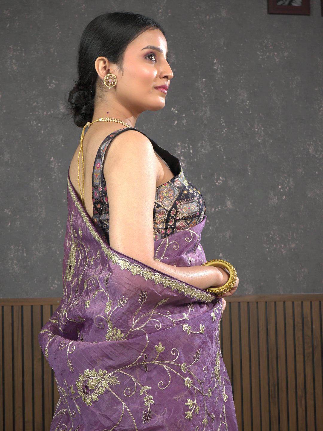 Gota Lavender Embroidered Saree