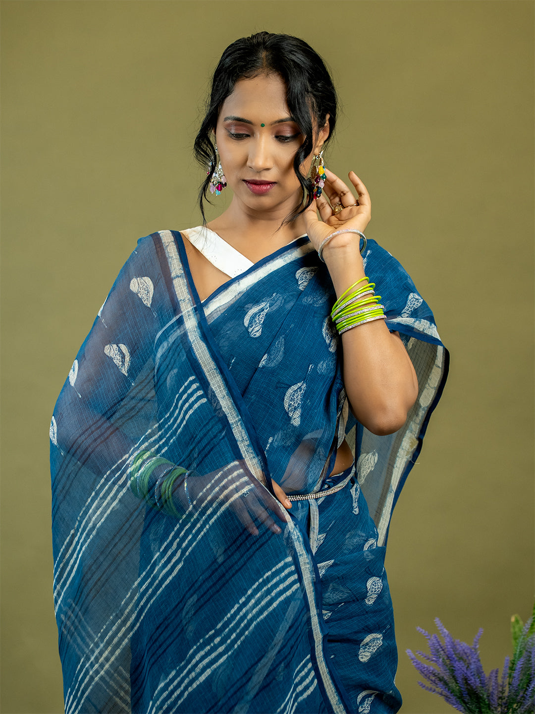 Gauraiya Indigo Dabu Saree