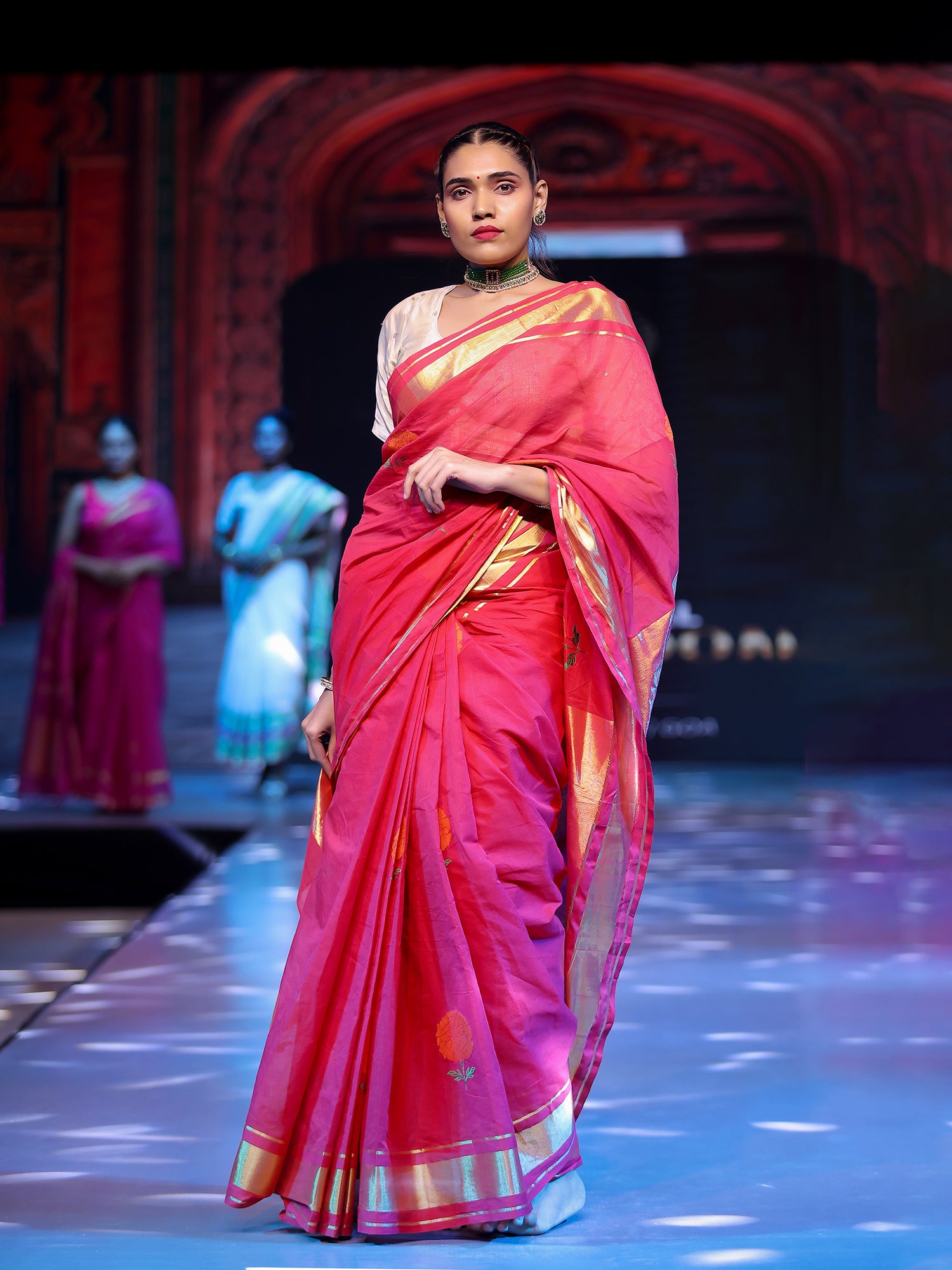 Genda Red Venkatagiri Saree