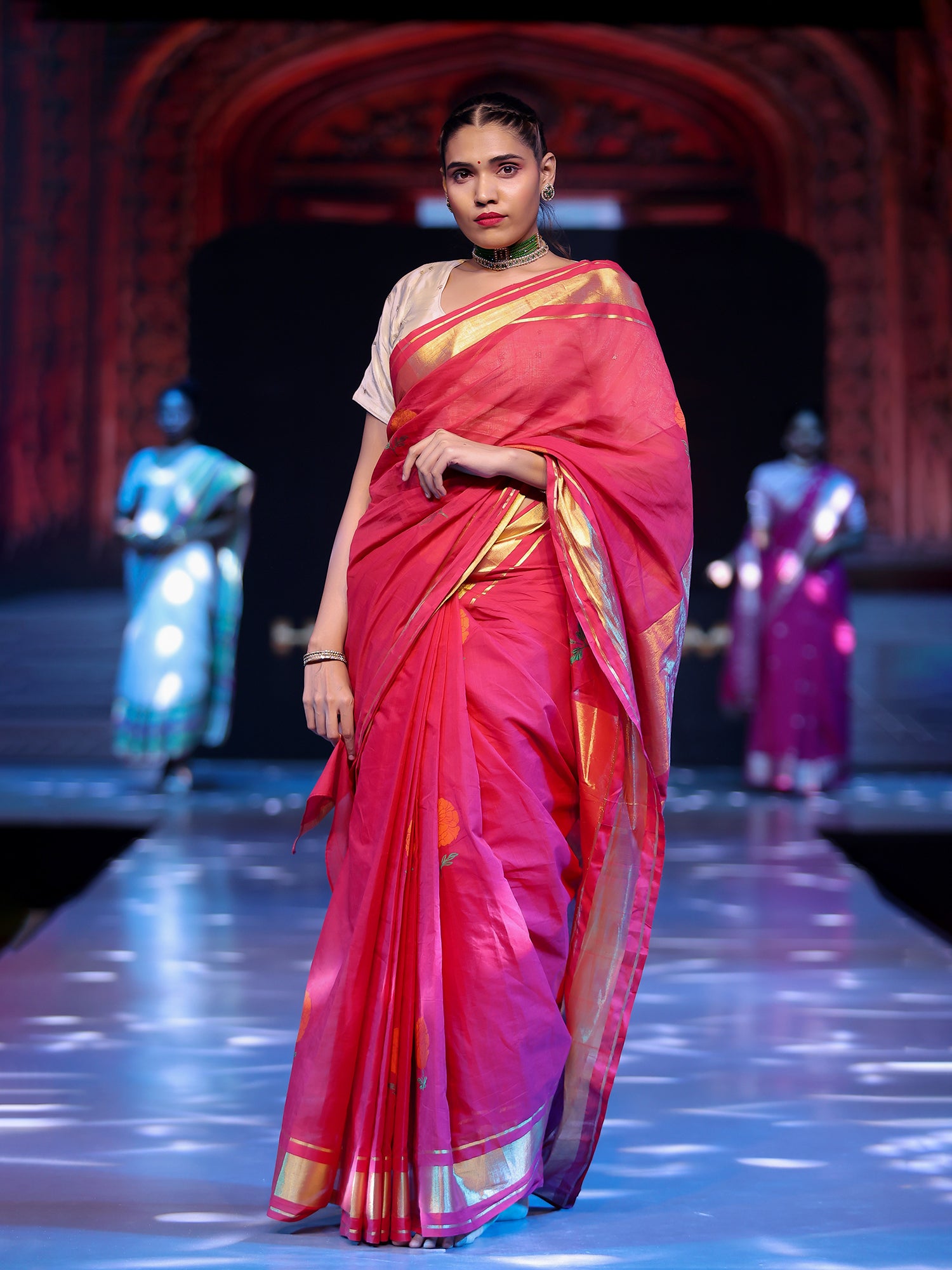 Genda Red Venkatagiri Saree