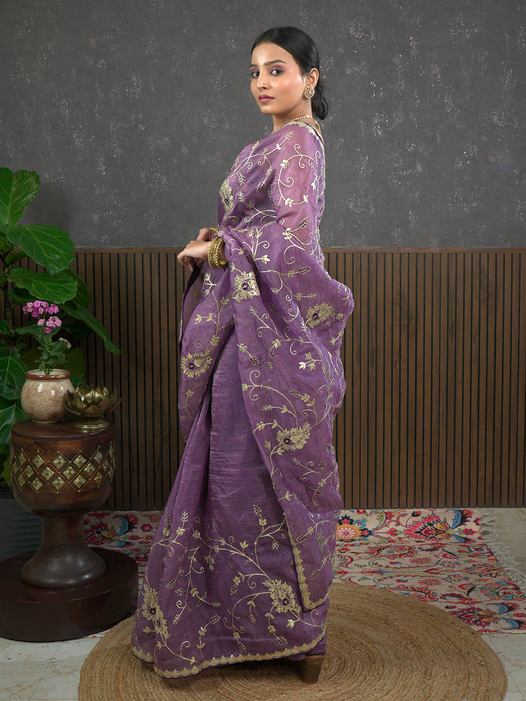 Gota Lavender Embroidered Saree