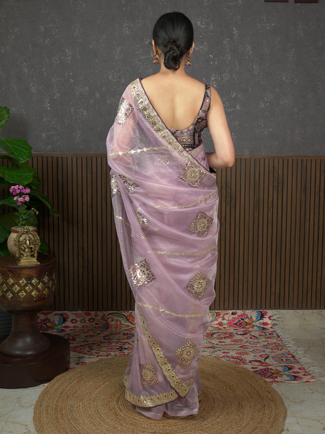 Gota Lavender Embroidered Saree