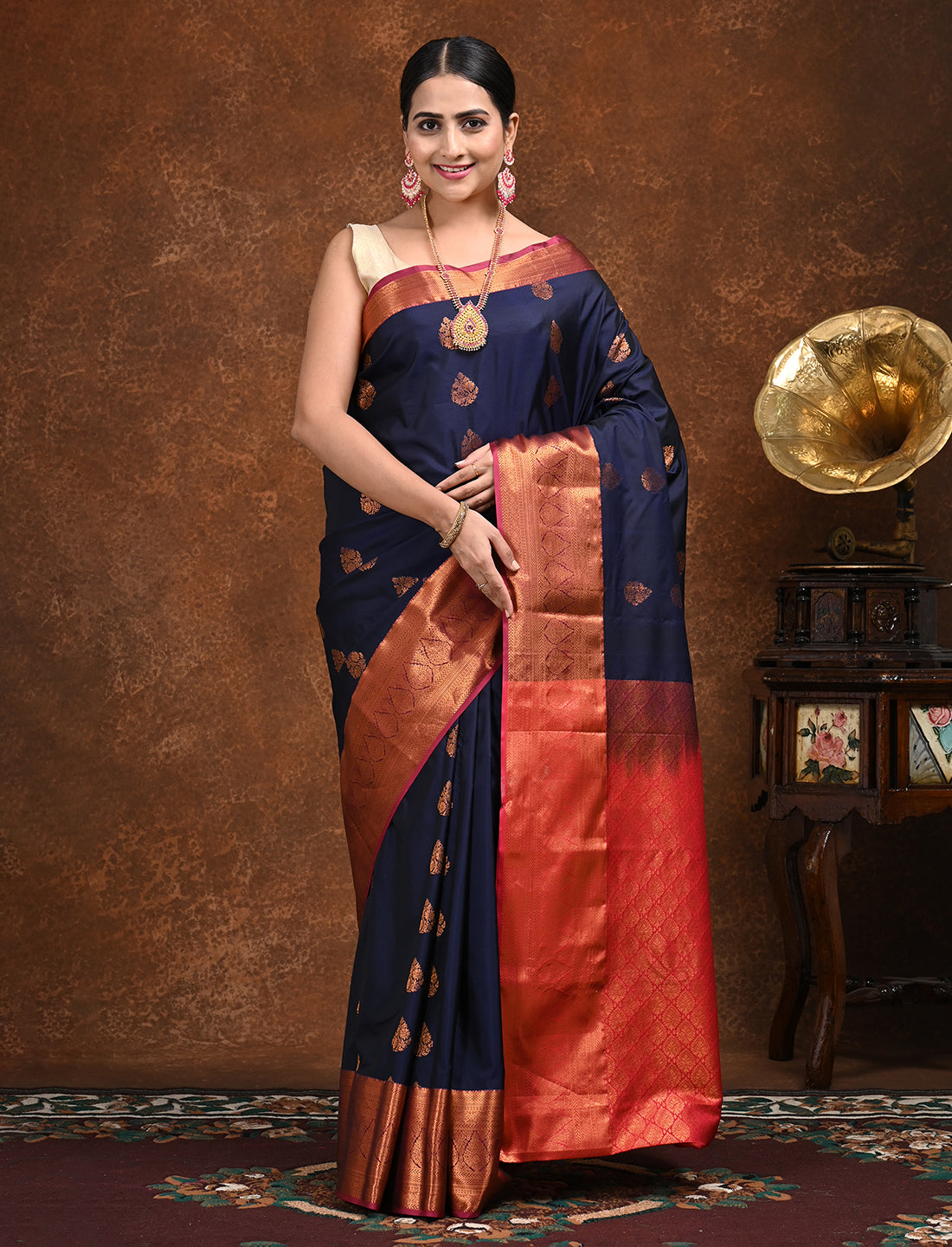Sugandha Navy Soft Semi Silk Saree