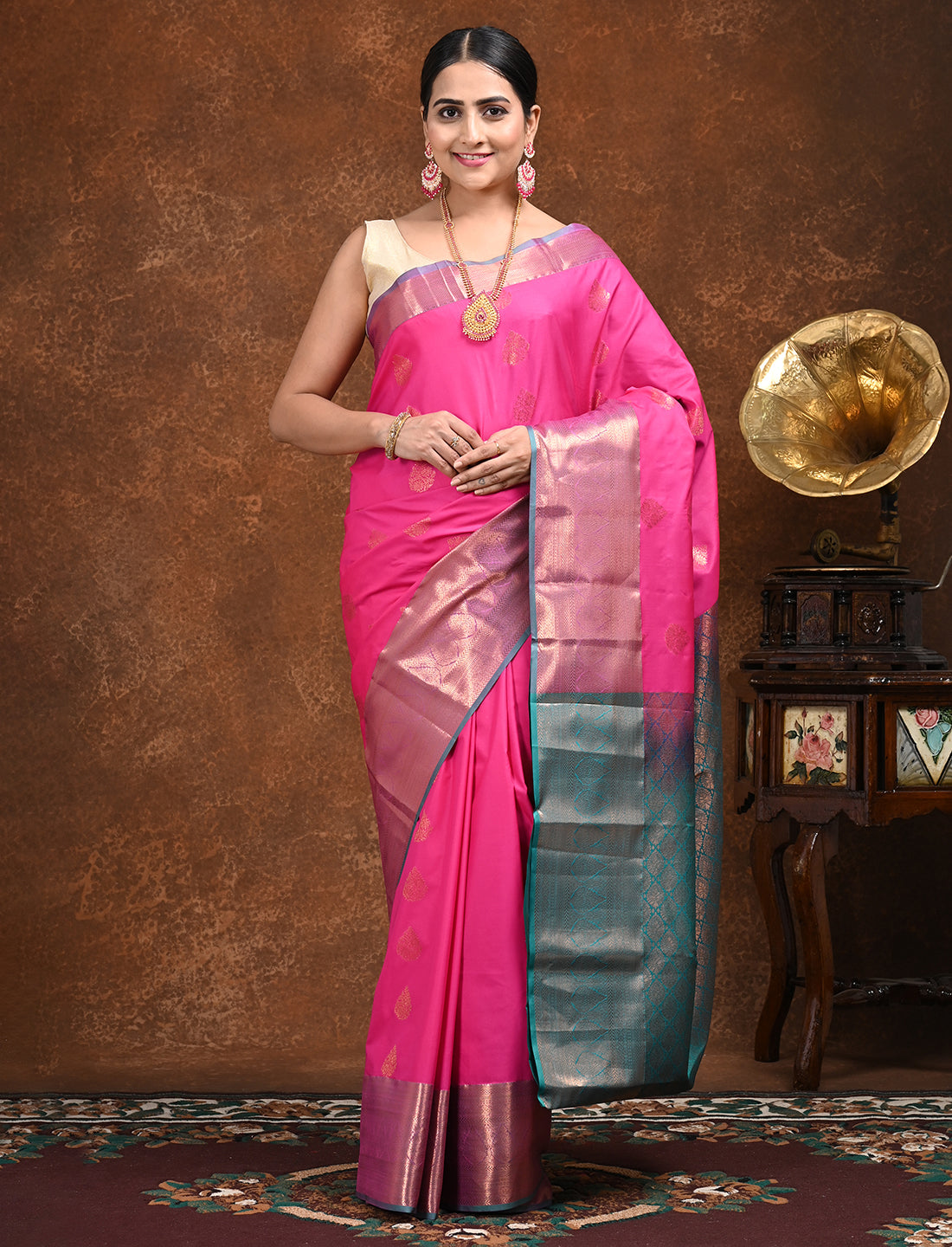 Dravya Fuchsia Soft Semi Silk Saree
