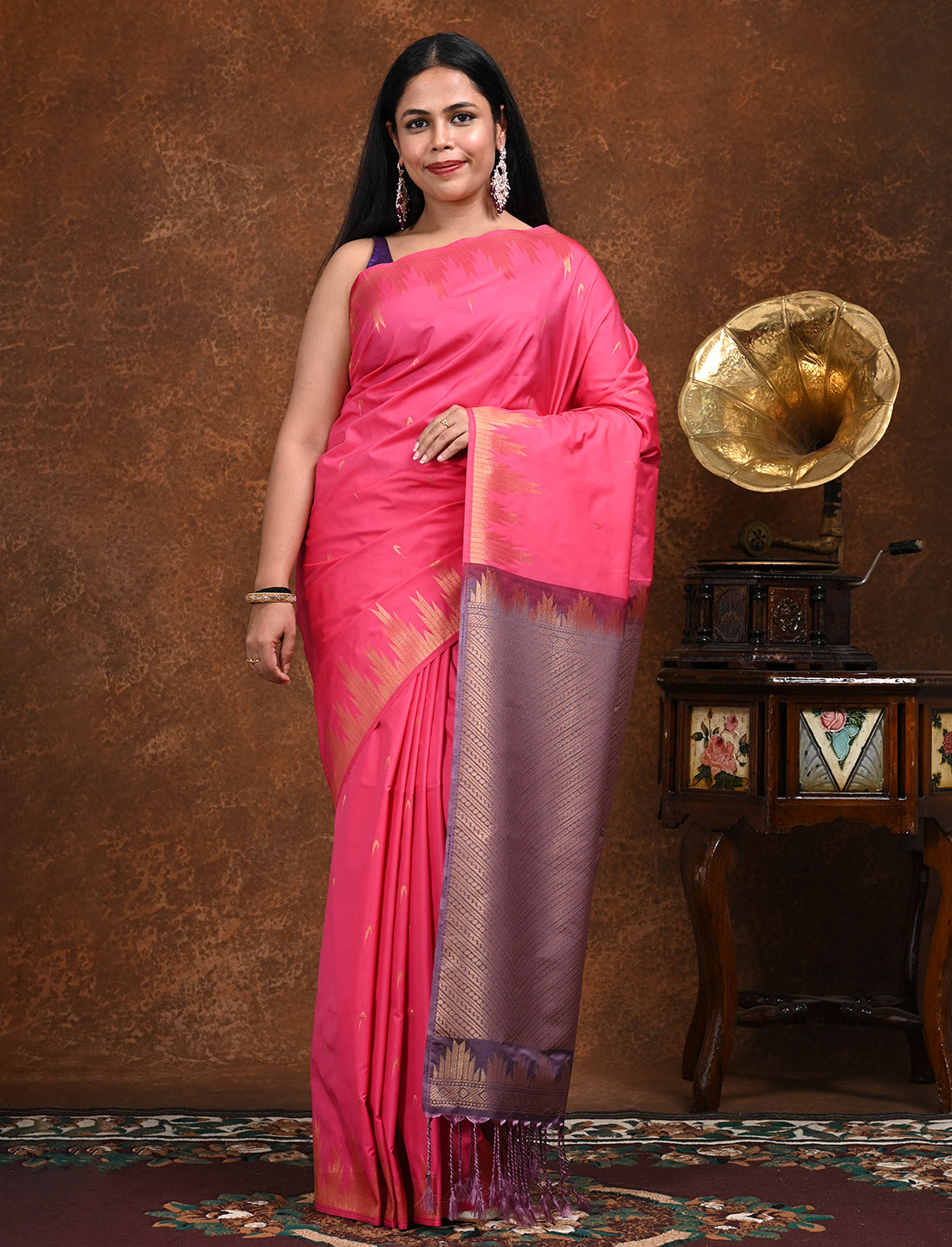 Dravya Fuchsia Soft Semi Silk Saree