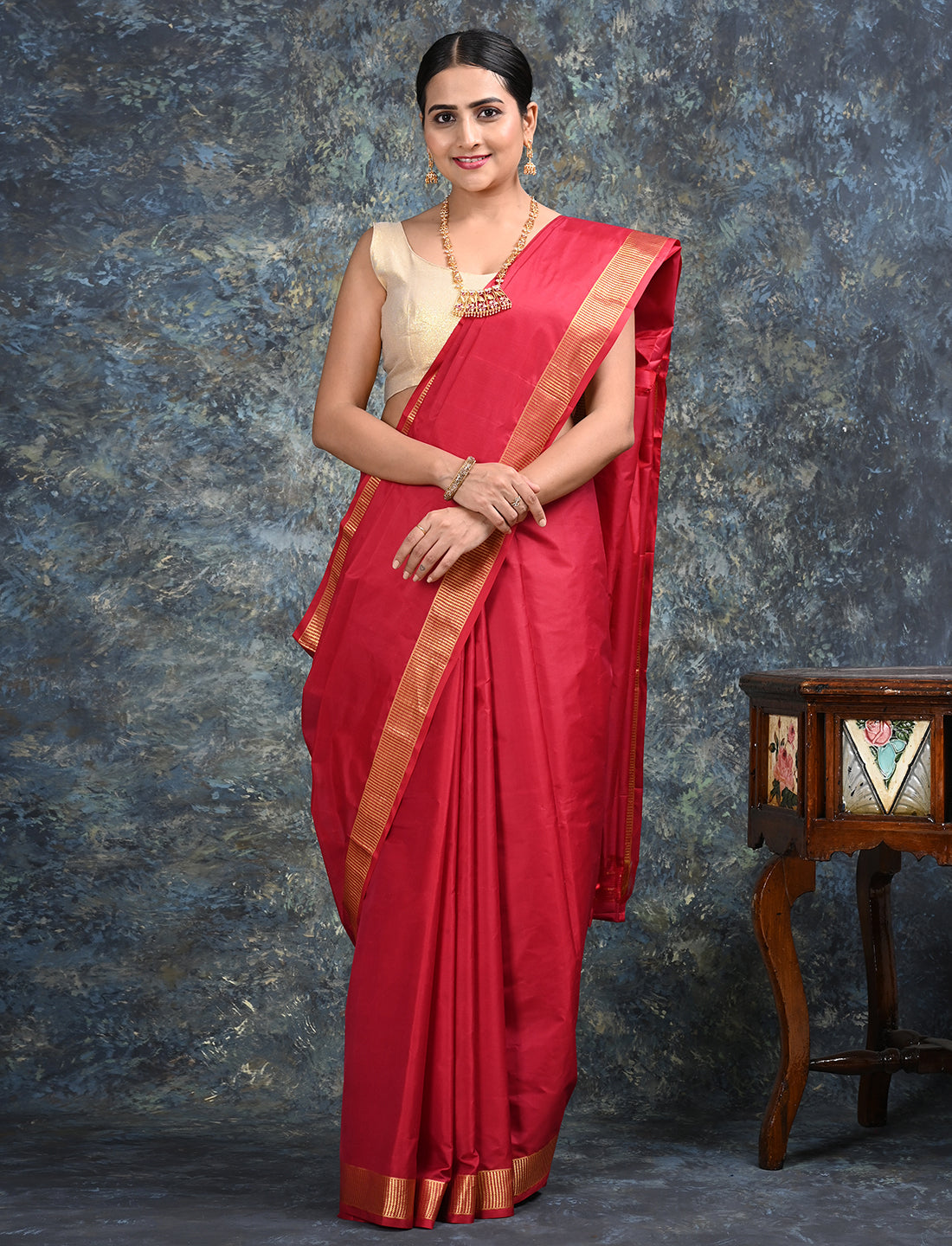 Lalita Maroon Mulberry Silk Saree