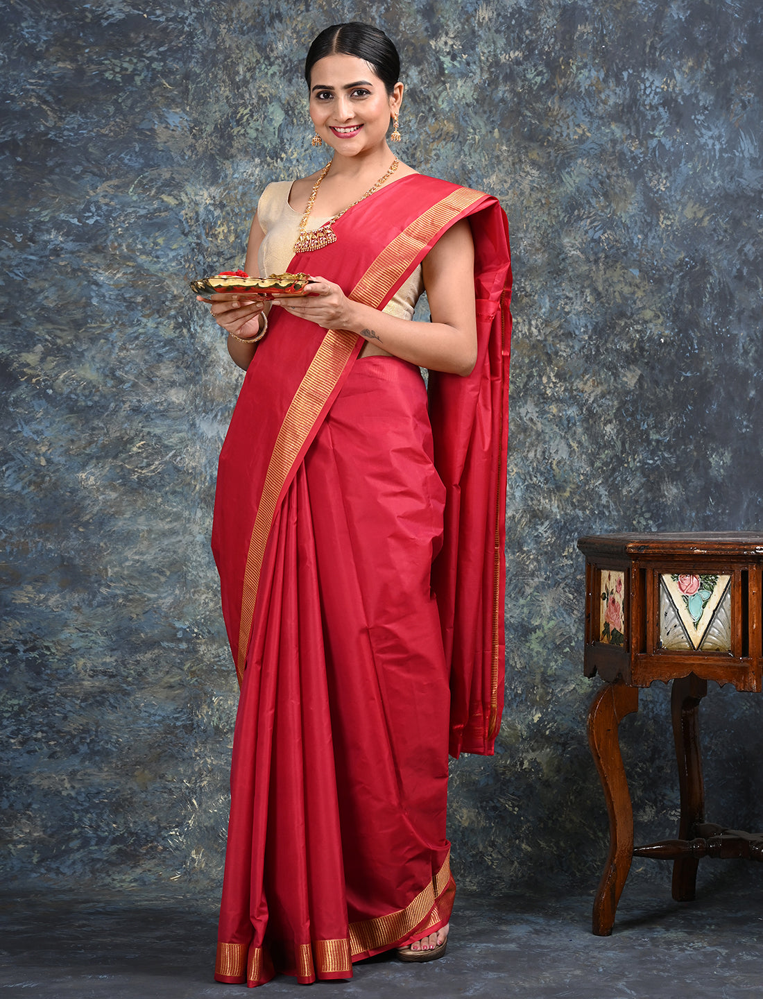 Lalita Maroon Mulberry Silk Saree