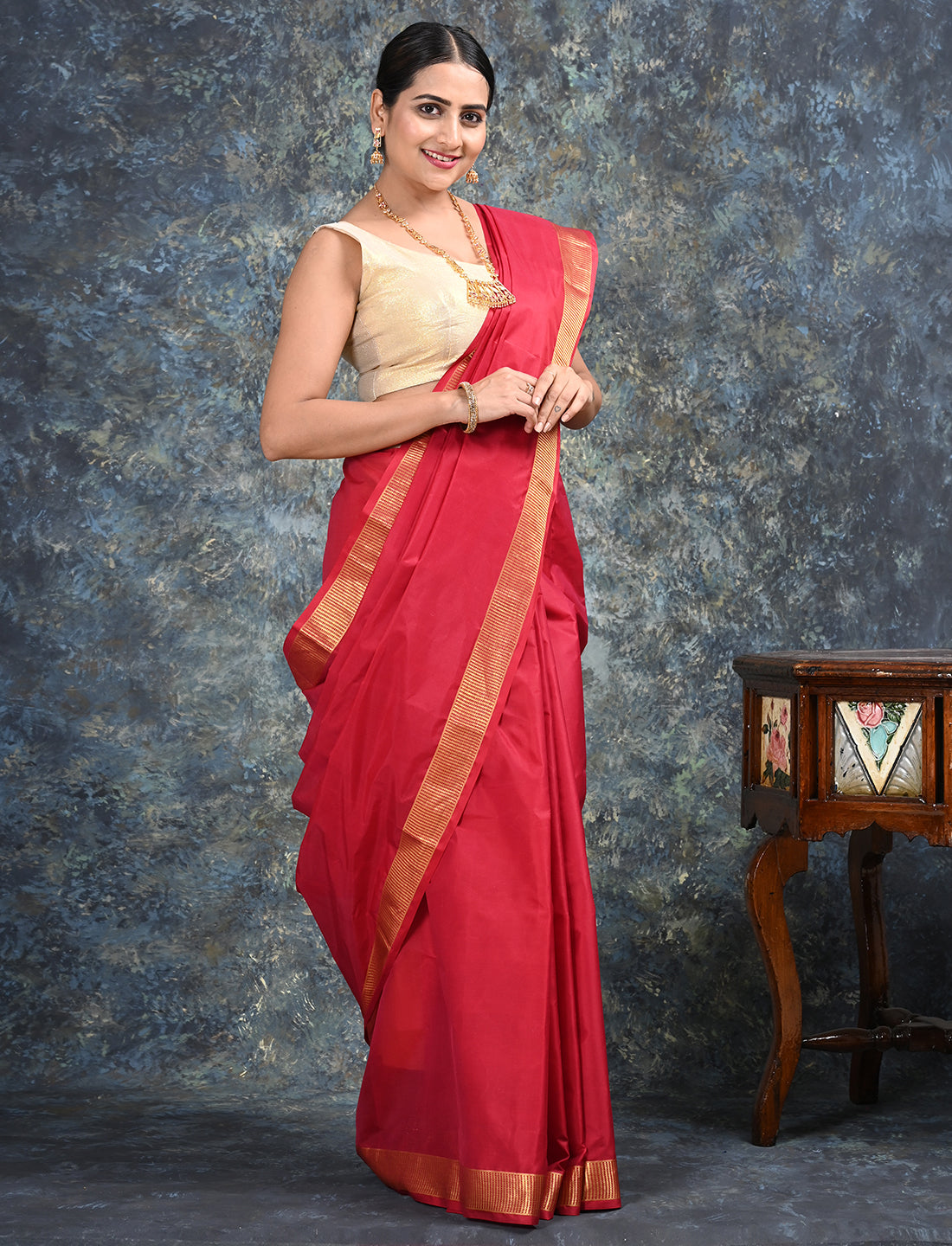 Lalita Maroon Mulberry Silk Saree