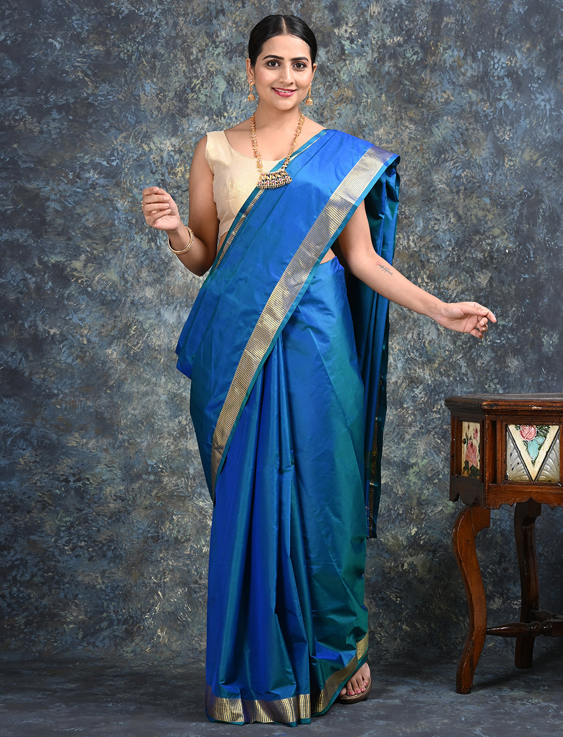 Lalita Blue Mulberry Silk Saree