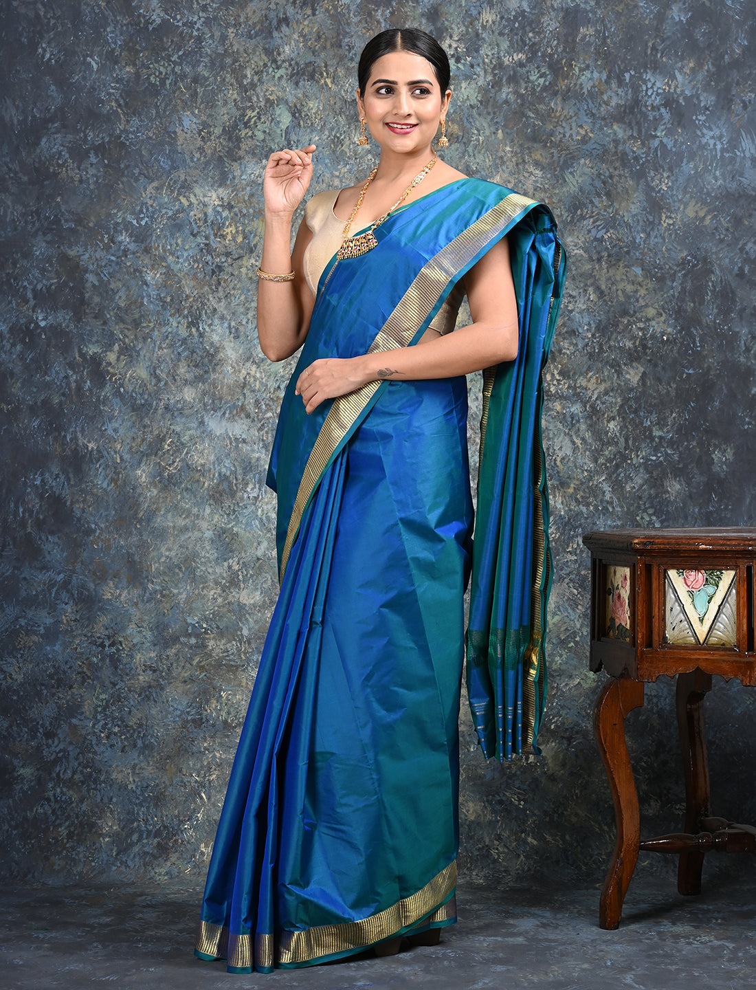 Lalita Blue Mulberry Silk Saree