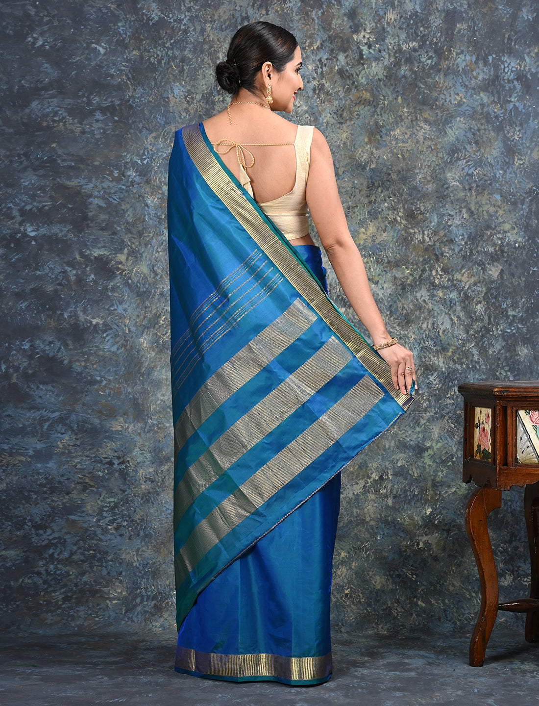 Lalita Blue Mulberry Silk Saree