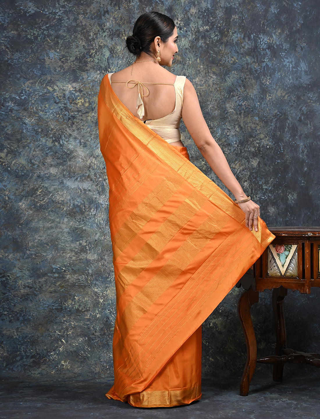 Lalita Orange Mulberry Silk Saree