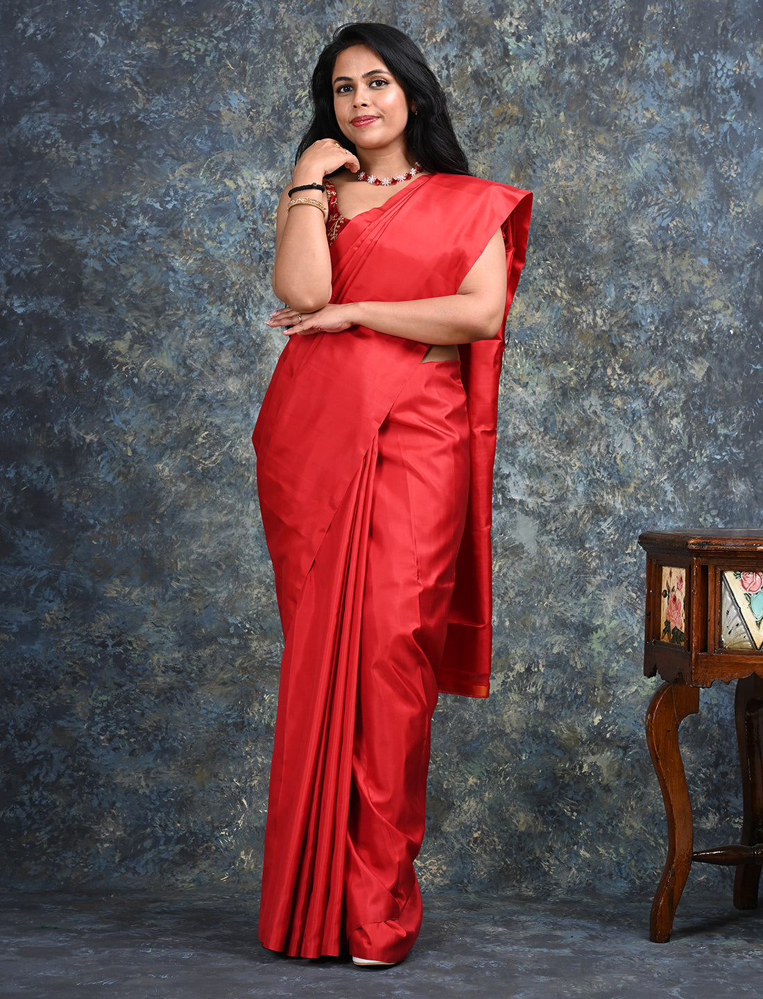 Ratnangi Red Mulberry Silk Saree