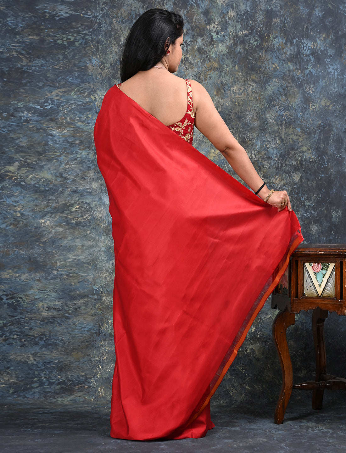 Ratnangi Red Mulberry Silk Saree