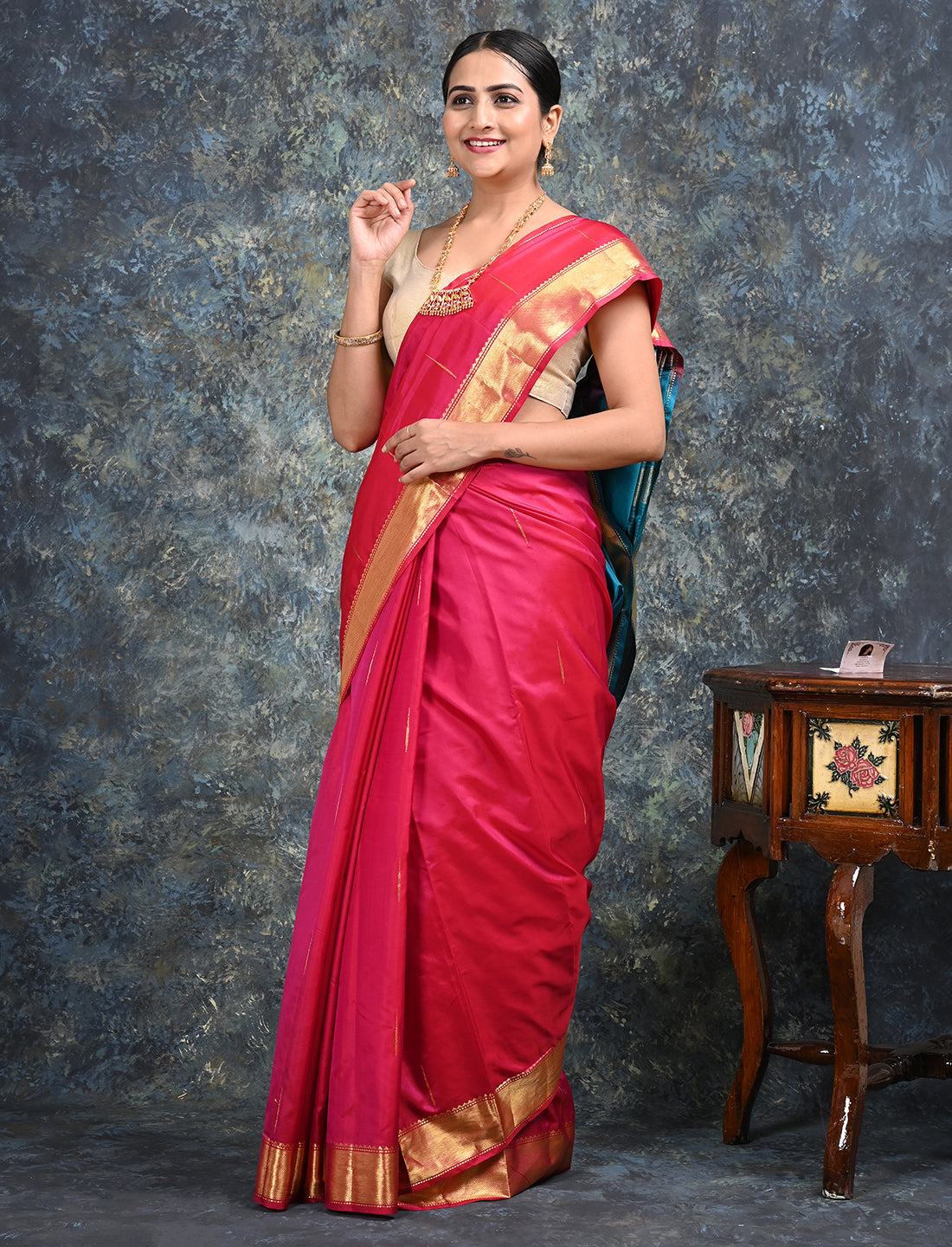 Rajani Fuchsia Mulberry Silk Saree