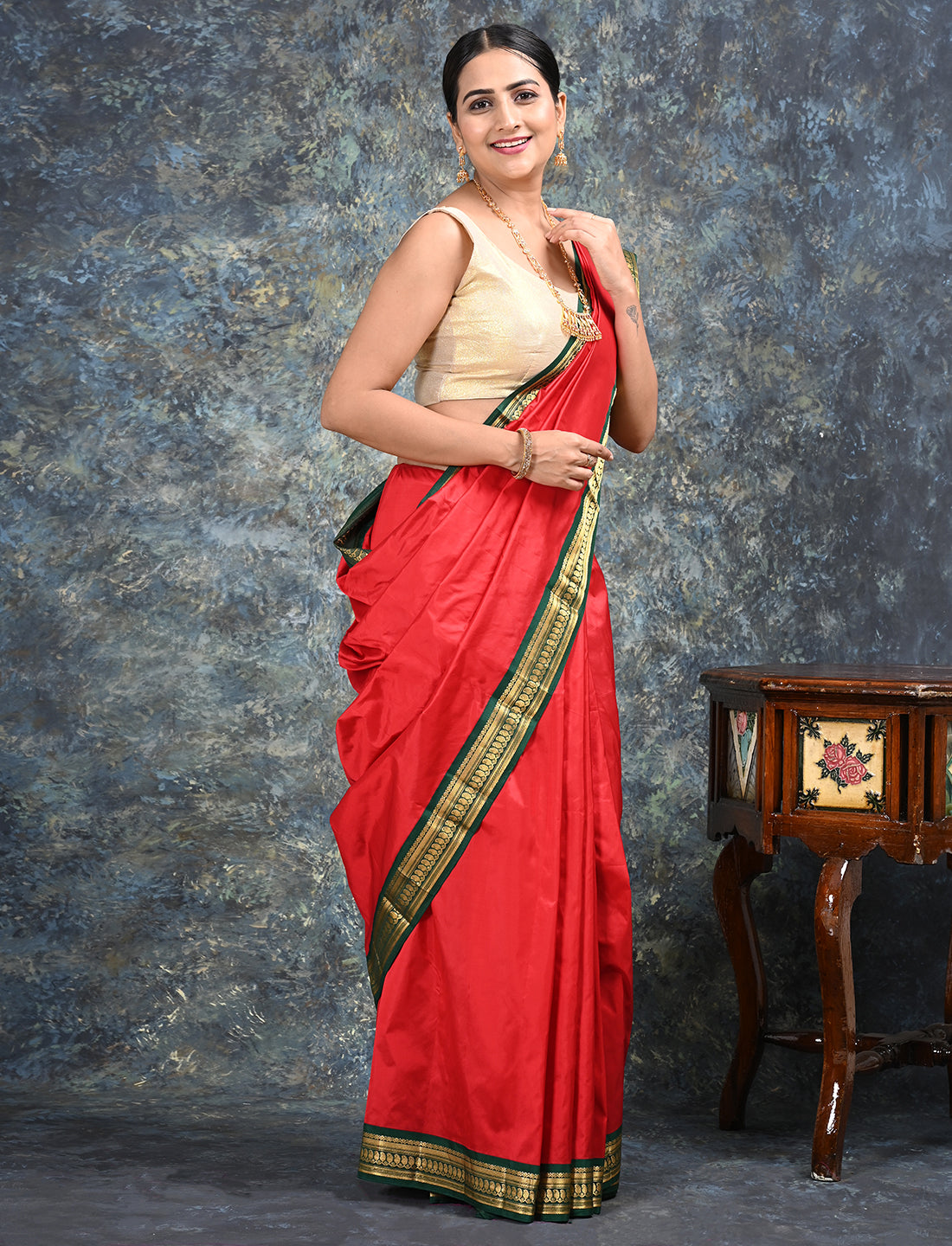 Aarunya Red Kanjeevaram Saree