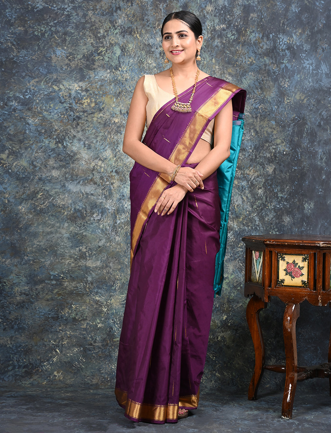 Rajani Purple Mulberry Silk Saree