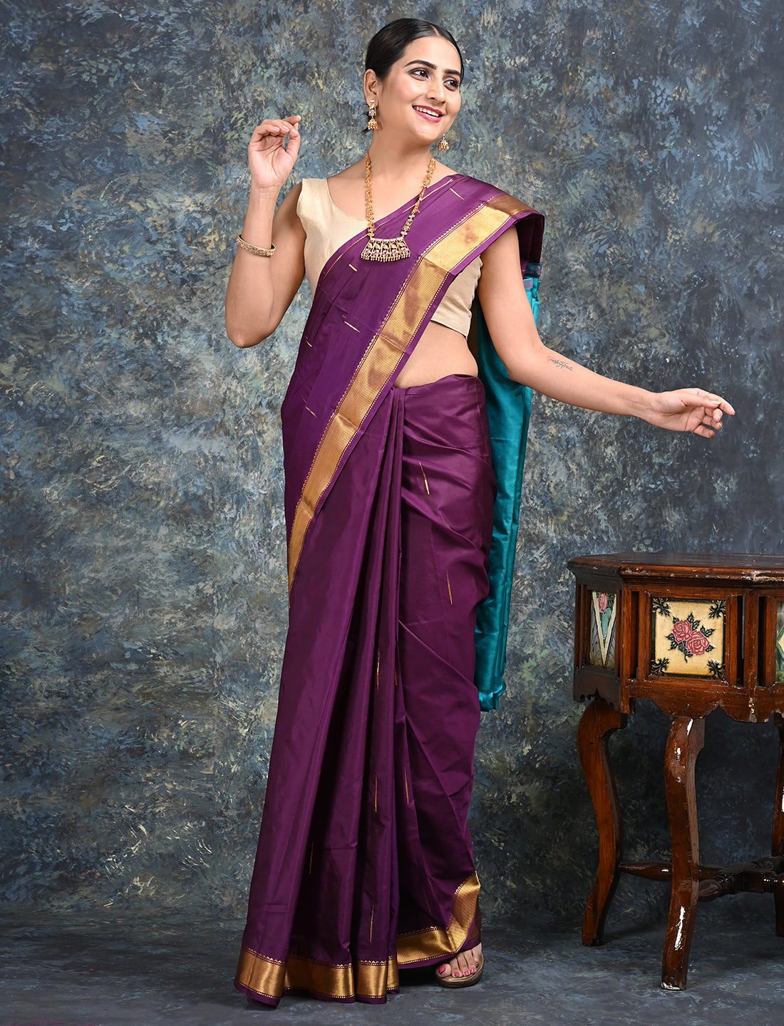 Rajani Purple Mulberry Silk Saree