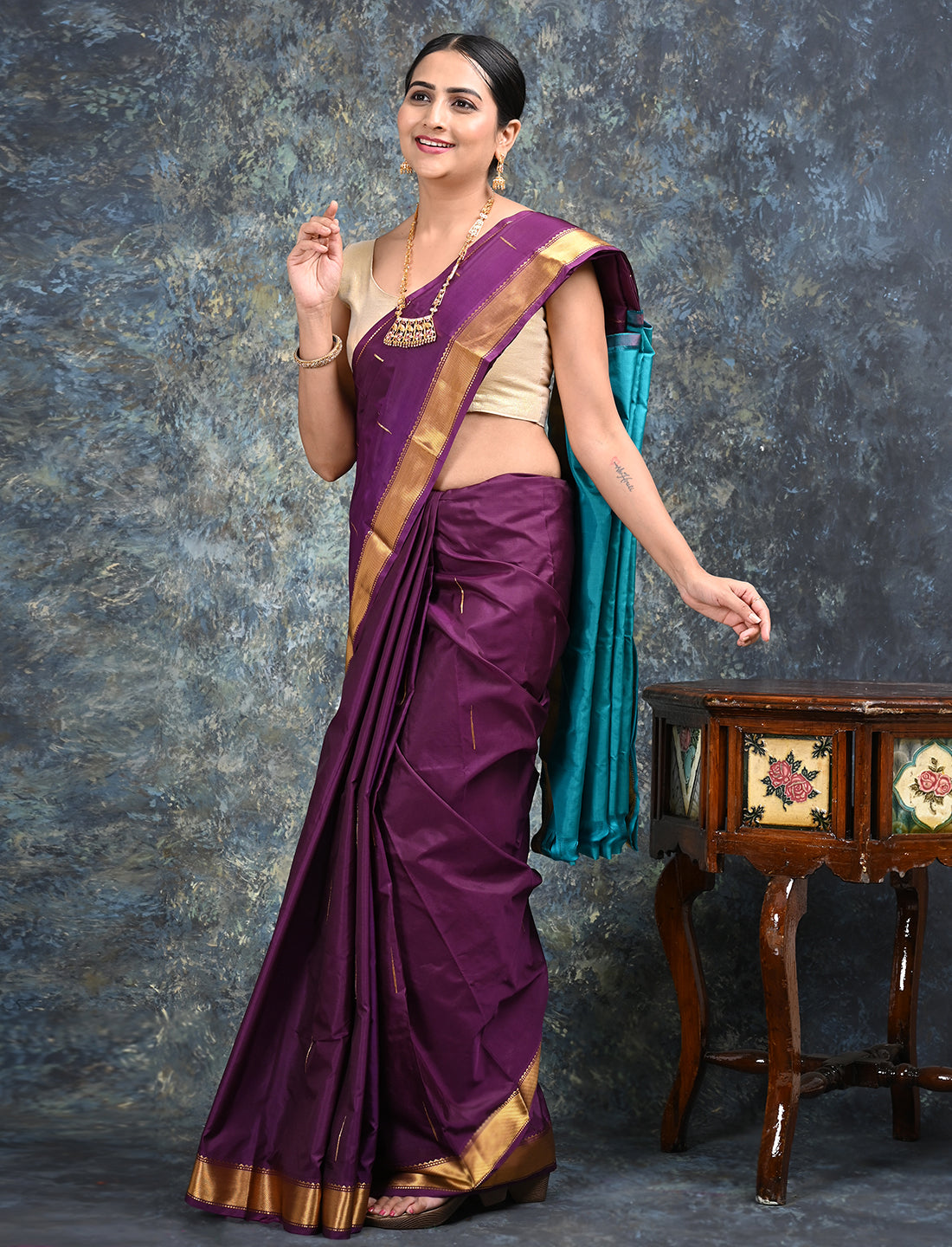 Rajani Purple Mulberry Silk Saree