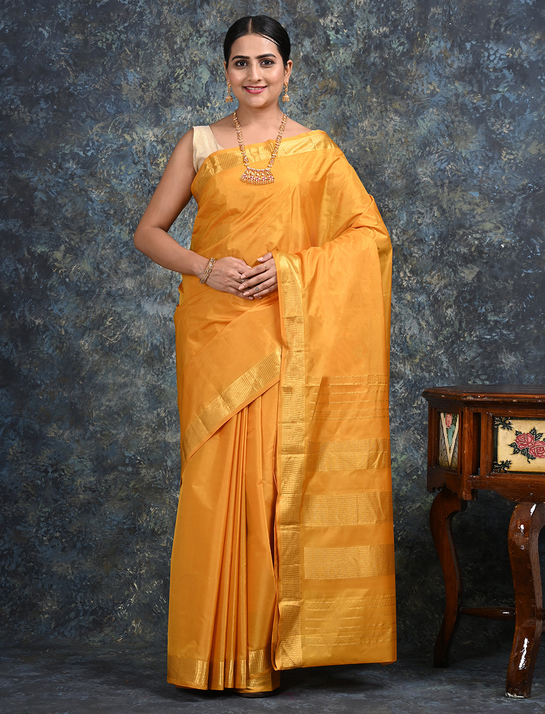 Lalita Mustard Mulberry Silk Saree