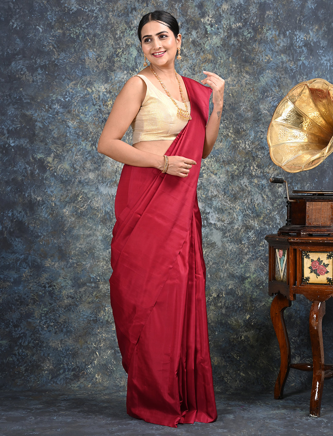 Ratnangi Maroon Mulberry Silk Saree